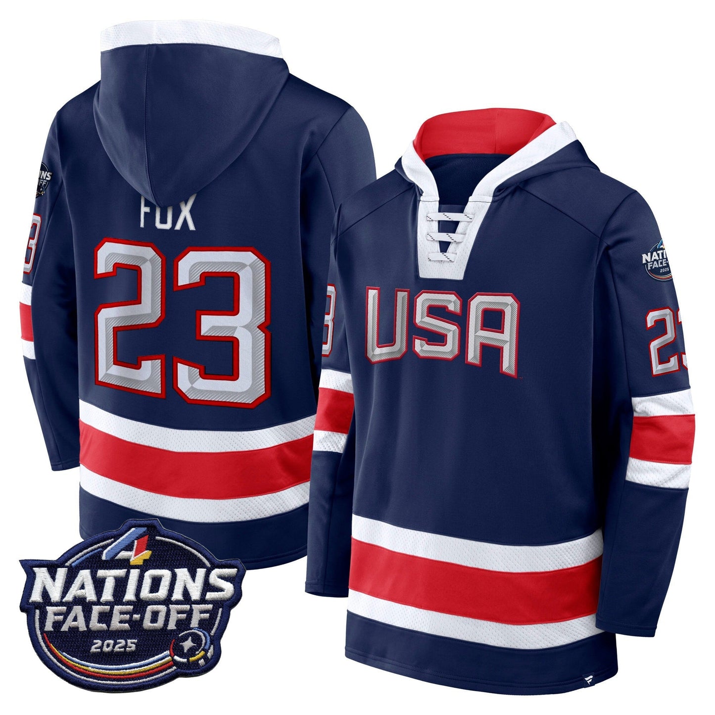 USA 4 Nations Face-Off 2025 Inside Line Pullover Hoodie - All Stitched