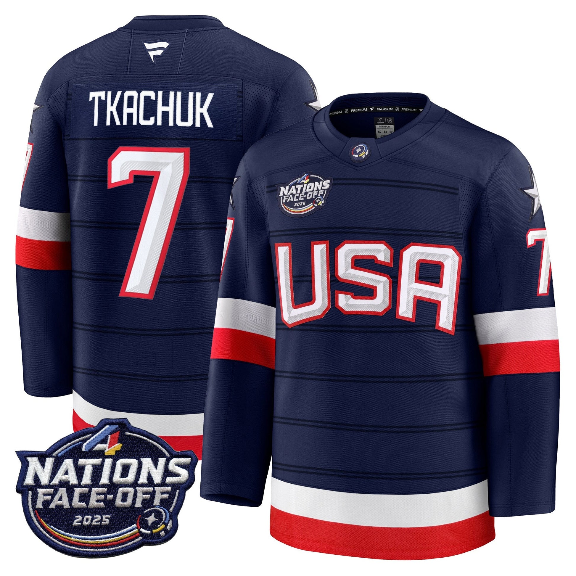 Men's USA 4 Nations Face-Off 2025 Premium Player Jersey - All Stitched