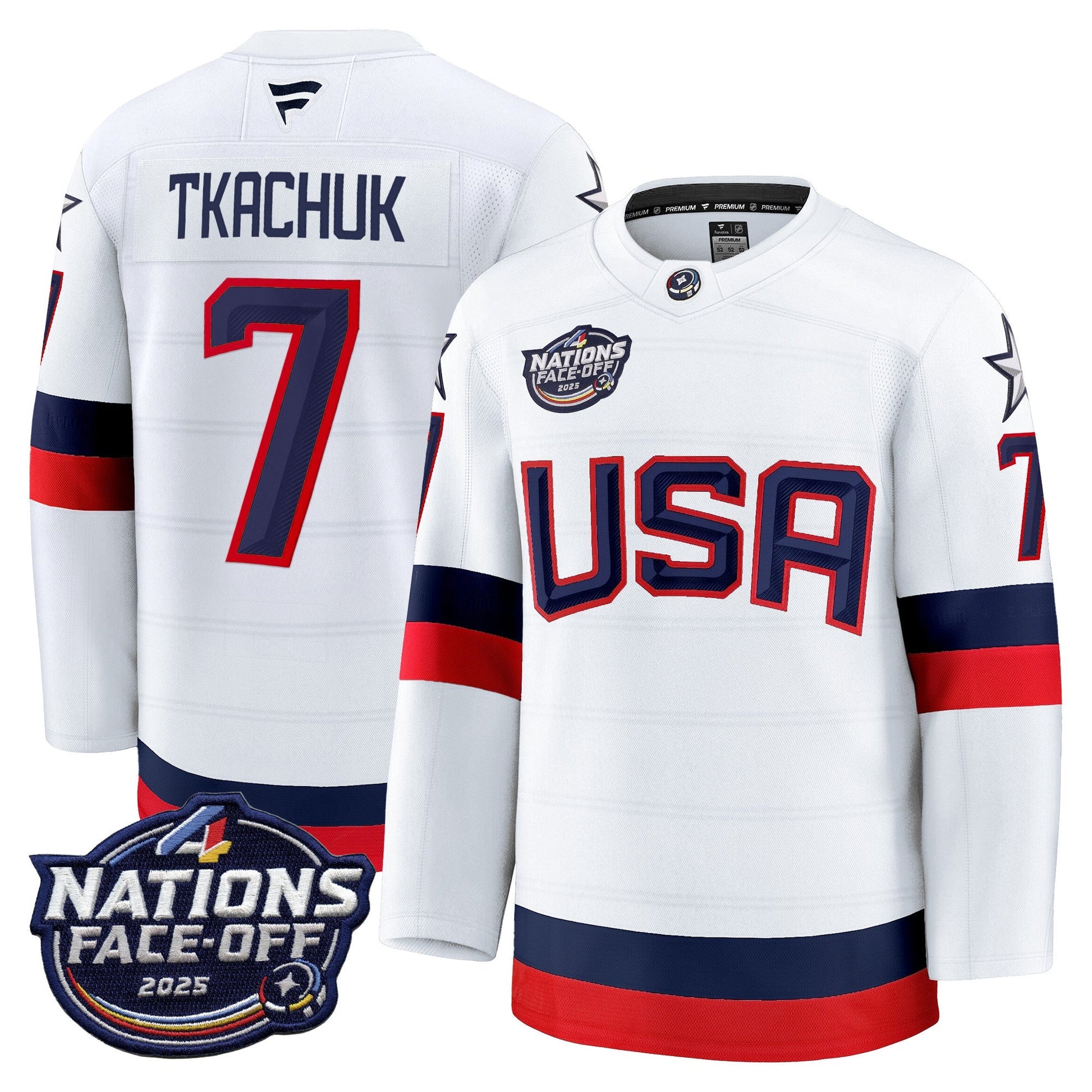 Men's USA 4 Nations Face-Off 2025 Premium Player Jersey - All Stitched