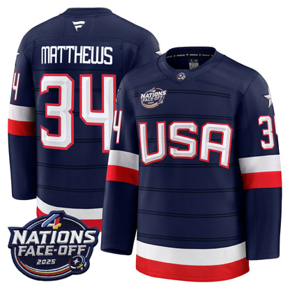 Men's USA 4 Nations Face-Off 2025 Premium Player Jersey - All Stitched