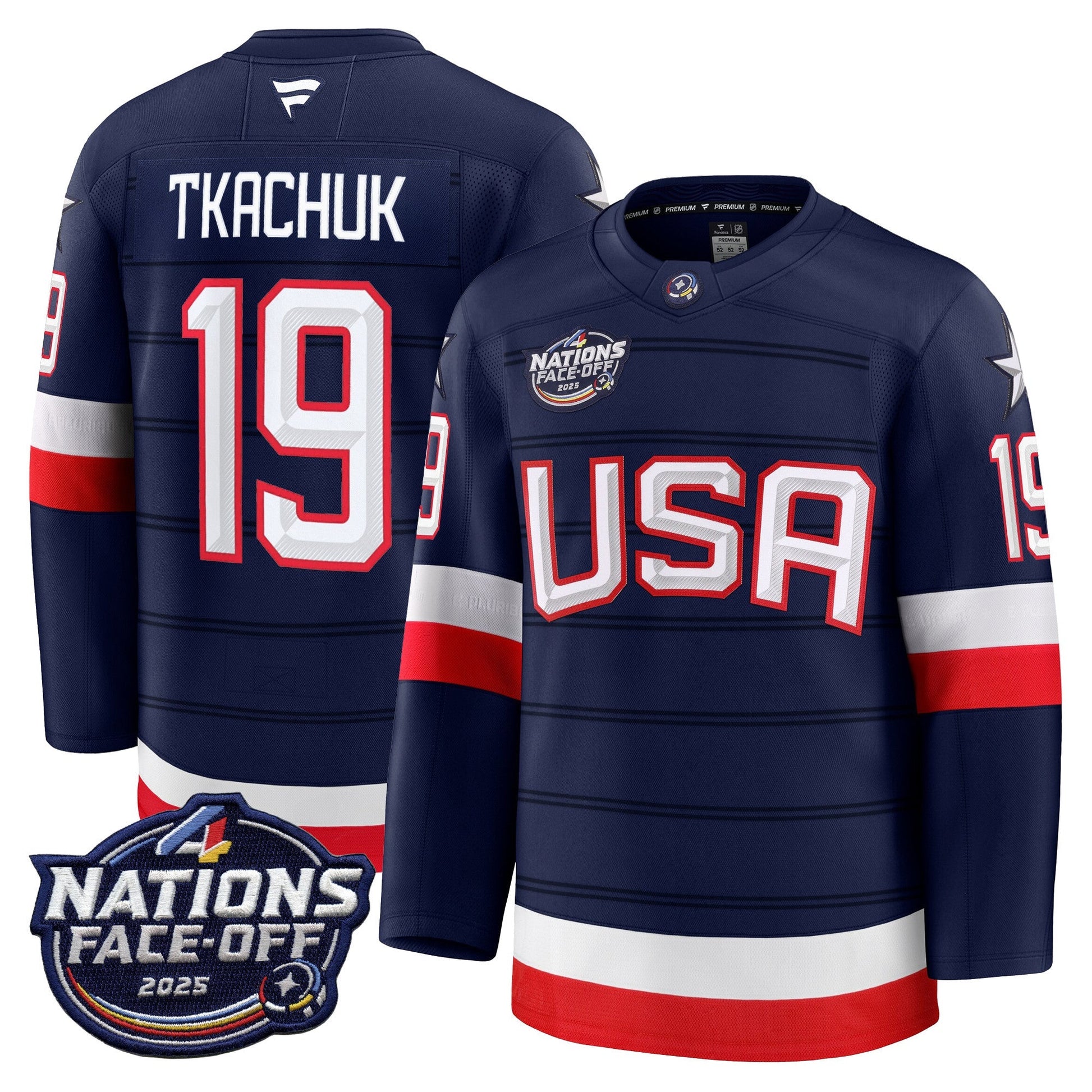 Men's USA 4 Nations Face-Off 2025 Premium Player Jersey - All Stitched