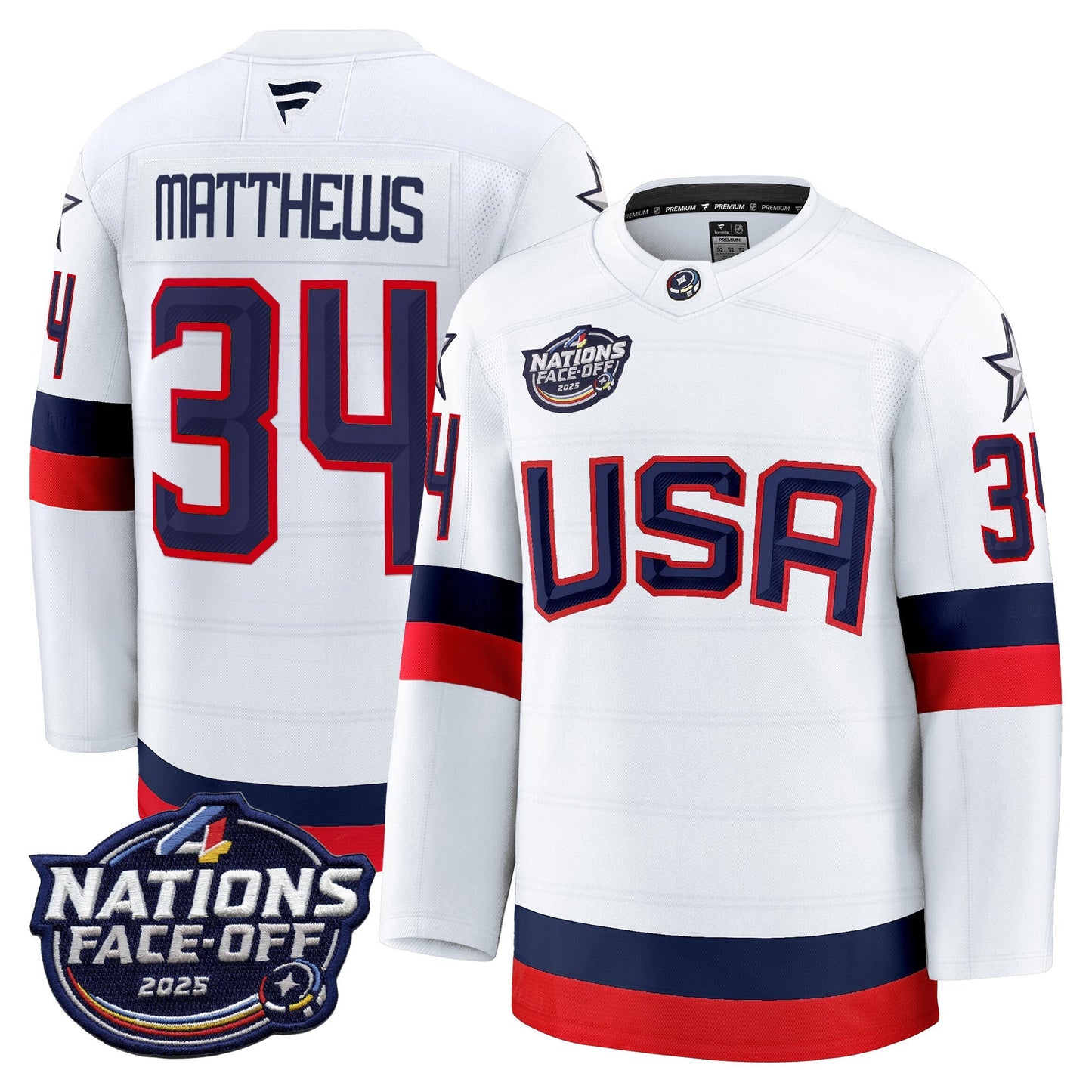 Men's USA 4 Nations Face-Off 2025 Premium Player Jersey - All Stitched
