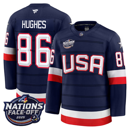 Men's USA 4 Nations Face-Off 2025 Premium Player Jersey - All Stitched