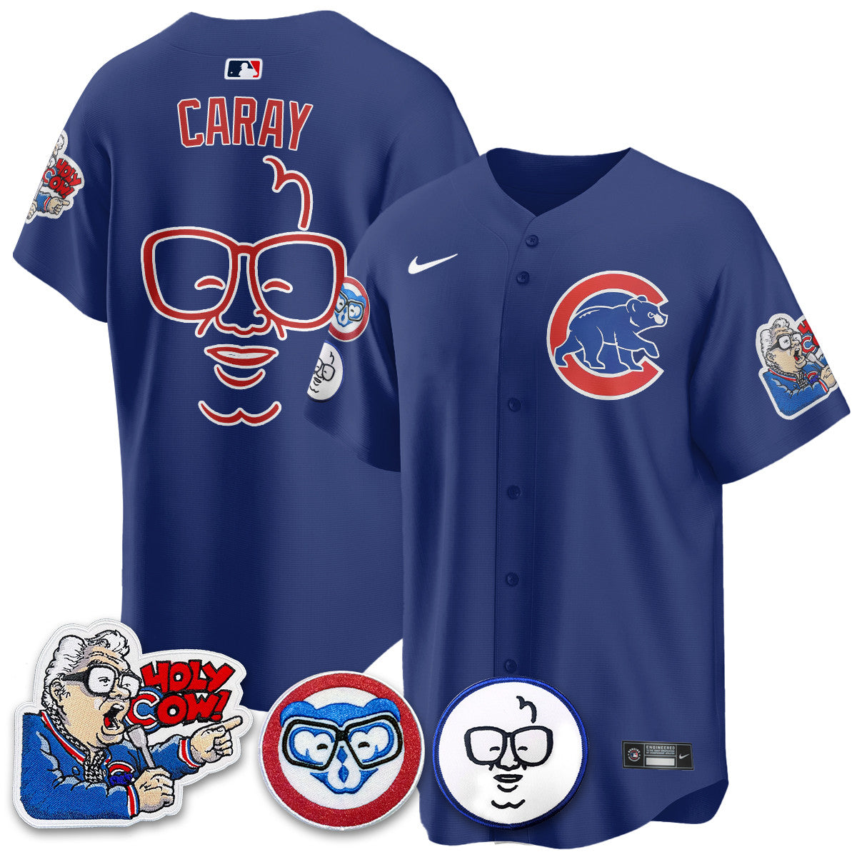 Men's Chicago Cubs Limited Jersey - Harry Caray "Holy Cow" Patch - All Stitched