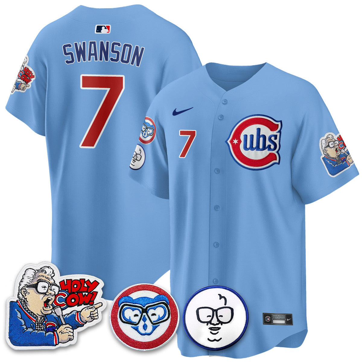 Men's Chicago Cubs Limited Jersey - Harry Caray "Holy Cow" Patch - All Stitched