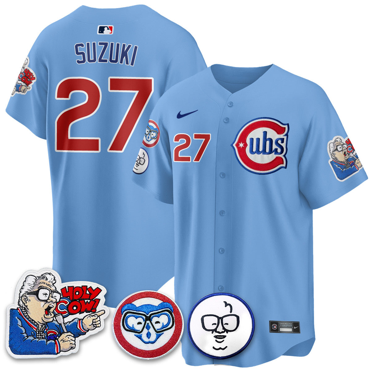 Men's Chicago Cubs Limited Jersey - Harry Caray "Holy Cow" Patch - All Stitched