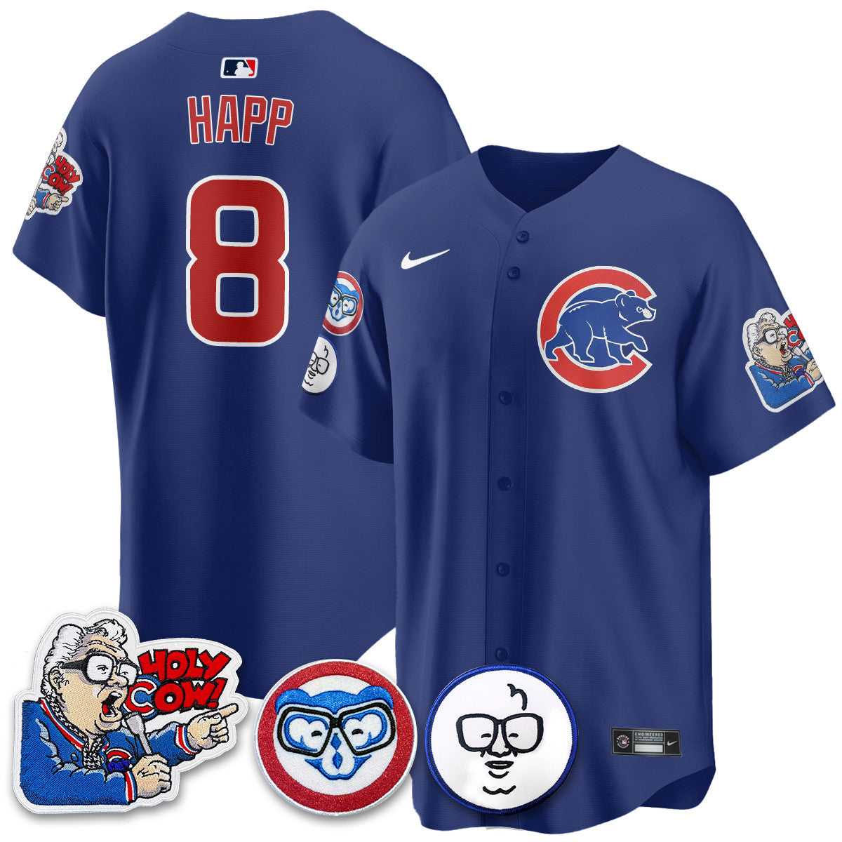 Men's Chicago Cubs Limited Jersey - Harry Caray "Holy Cow" Patch - All Stitched