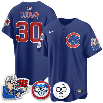Men's Chicago Cubs Limited Jersey - Harry Caray "Holy Cow" Patch - All Stitched