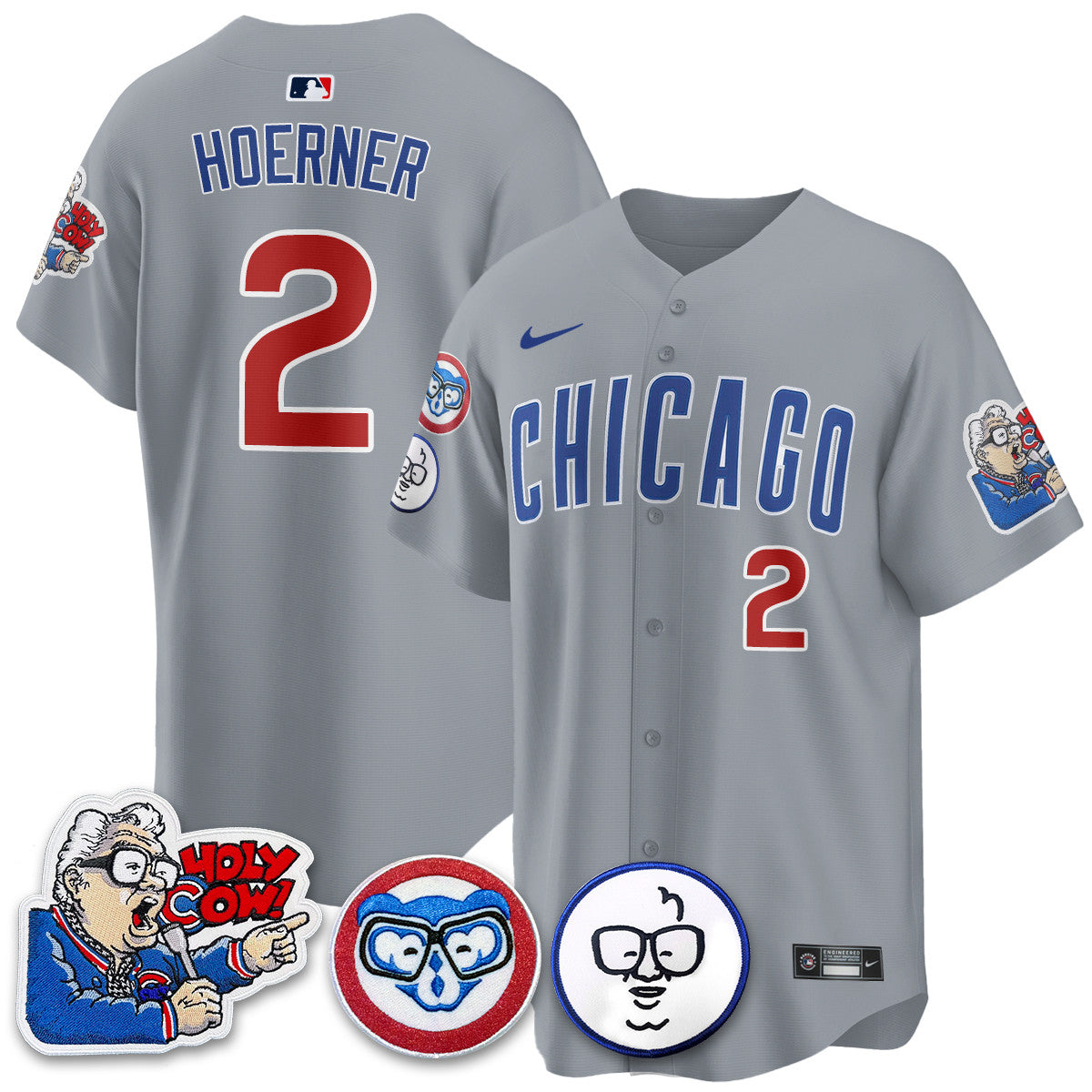 Men's Chicago Cubs Limited Jersey - Harry Caray "Holy Cow" Patch - All Stitched