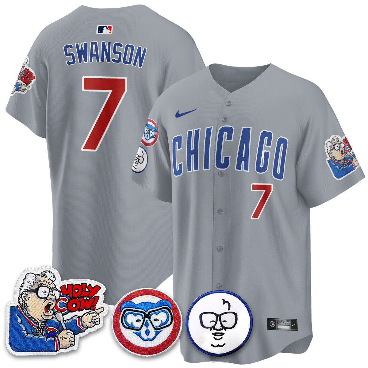 Men's Chicago Cubs Limited Jersey - Harry Caray "Holy Cow" Patch - All Stitched