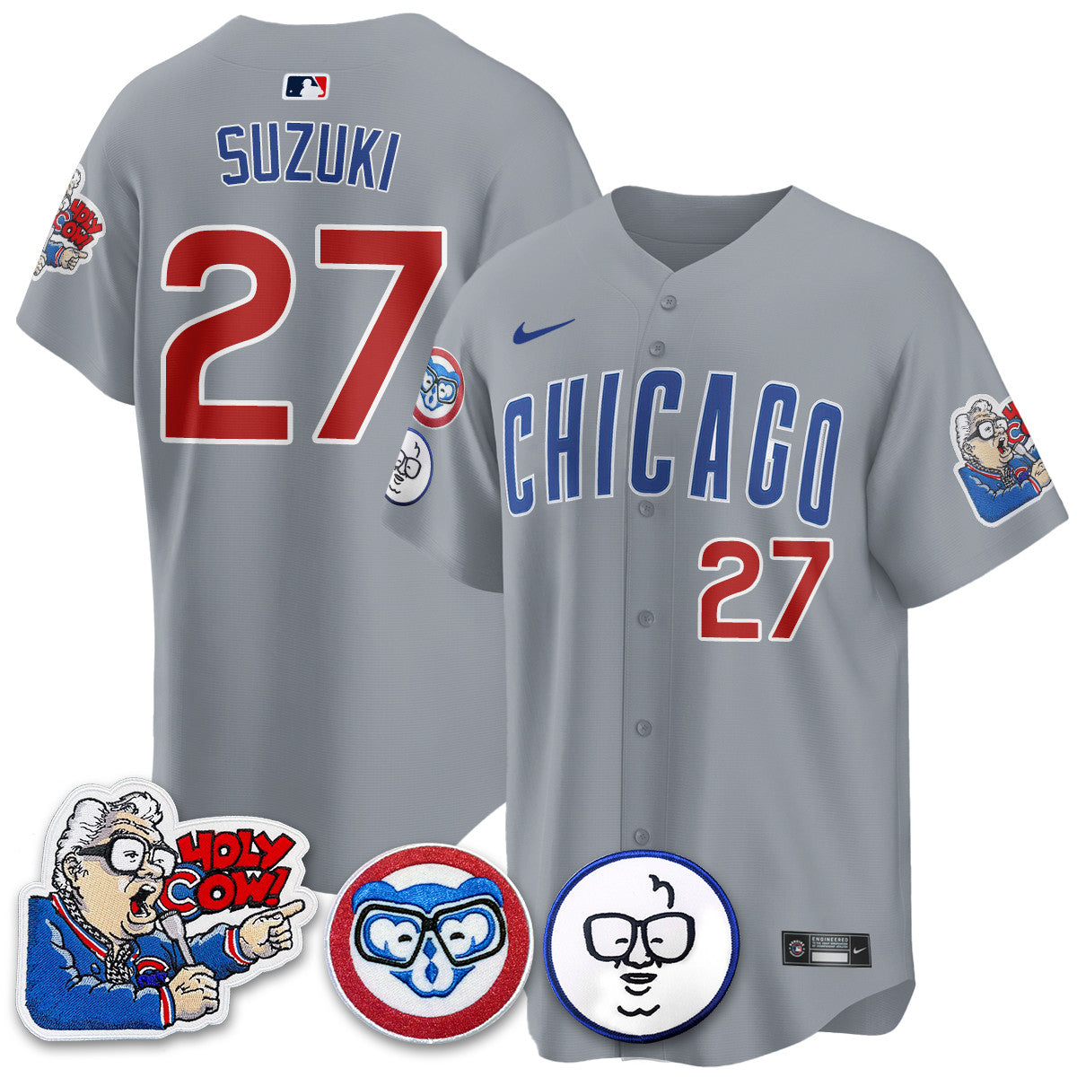 Men's Chicago Cubs Limited Jersey - Harry Caray "Holy Cow" Patch - All Stitched