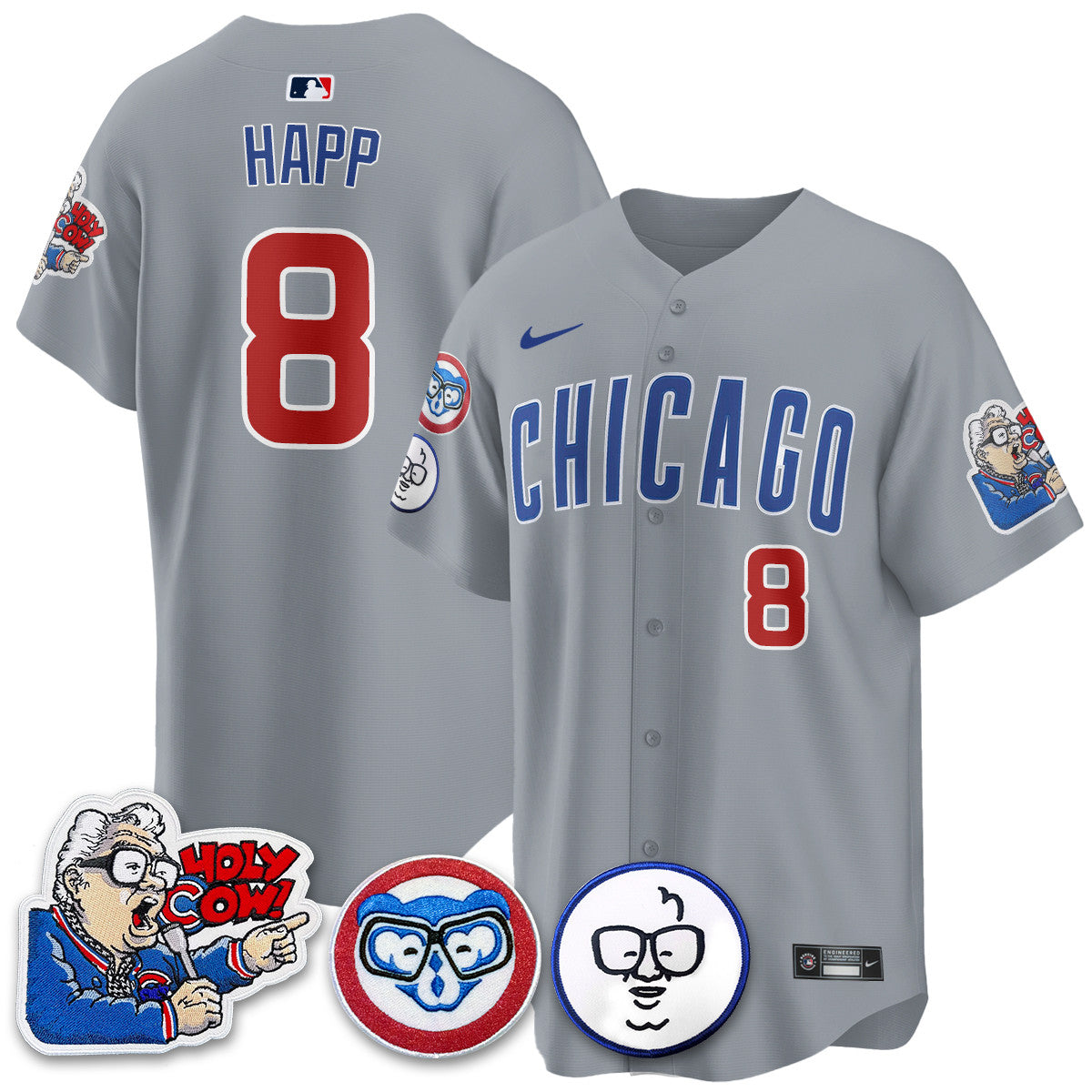 Men's Chicago Cubs Limited Jersey - Harry Caray "Holy Cow" Patch - All Stitched
