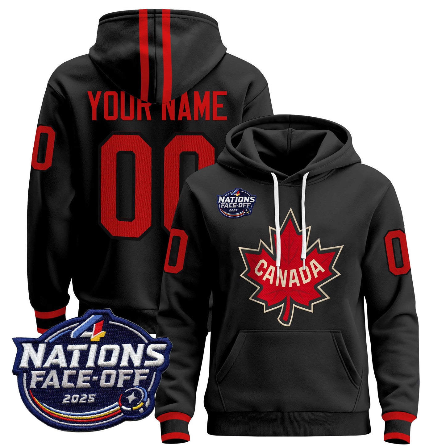 Canada 4 Nations Face-Off 2025 Custom Pullover Hoodie - All Stitched