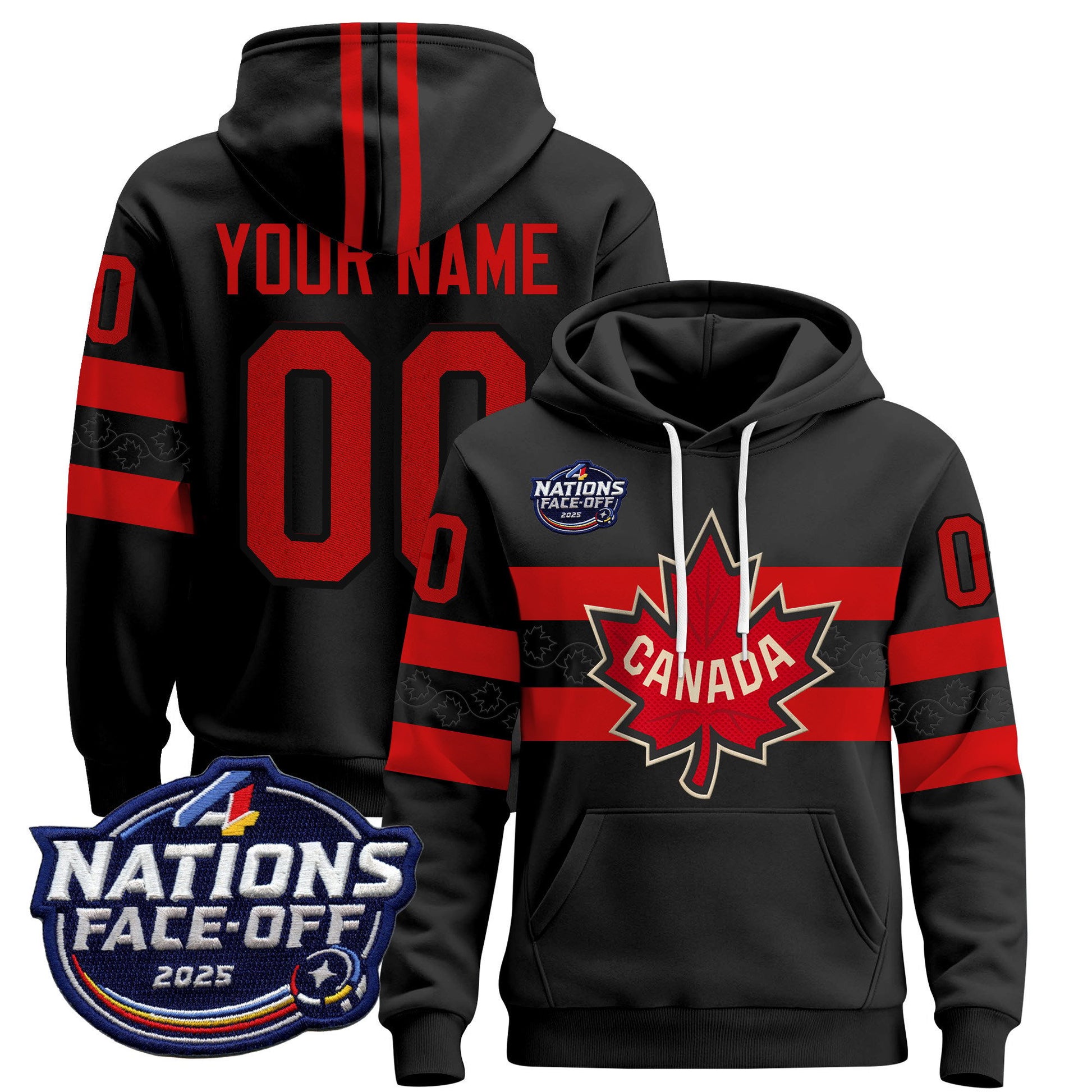 Canada 4 Nations Face-Off 2025 Custom Pullover Hoodie V2 - All Stitched