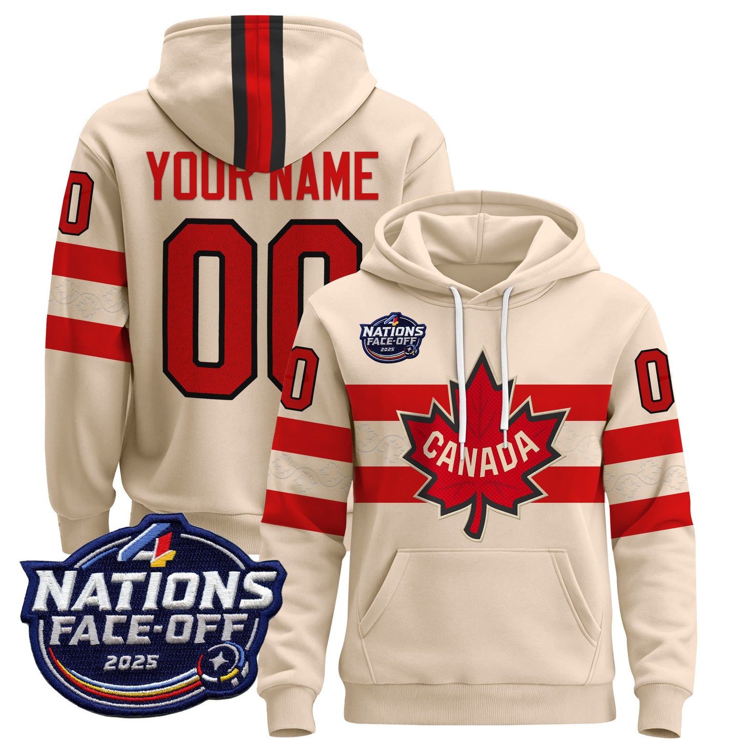 Canada 4 Nations Face-Off 2025 Custom Pullover Hoodie V2 - All Stitched