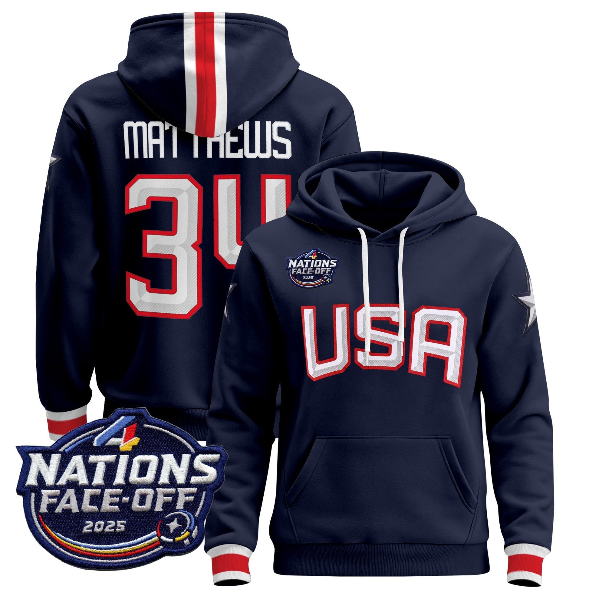 Men's USA 4 Nations Face-Off 2025 Pullover Hoodie - All Stitched