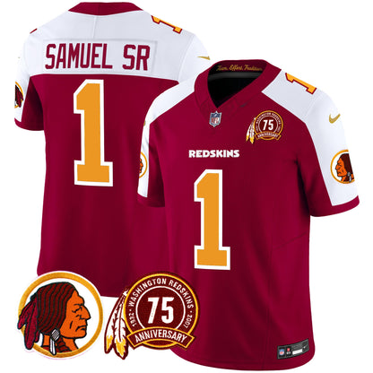 Men's Washington Redskins 75th Patch Throwback Vapor Limited Jersey - All Stitched