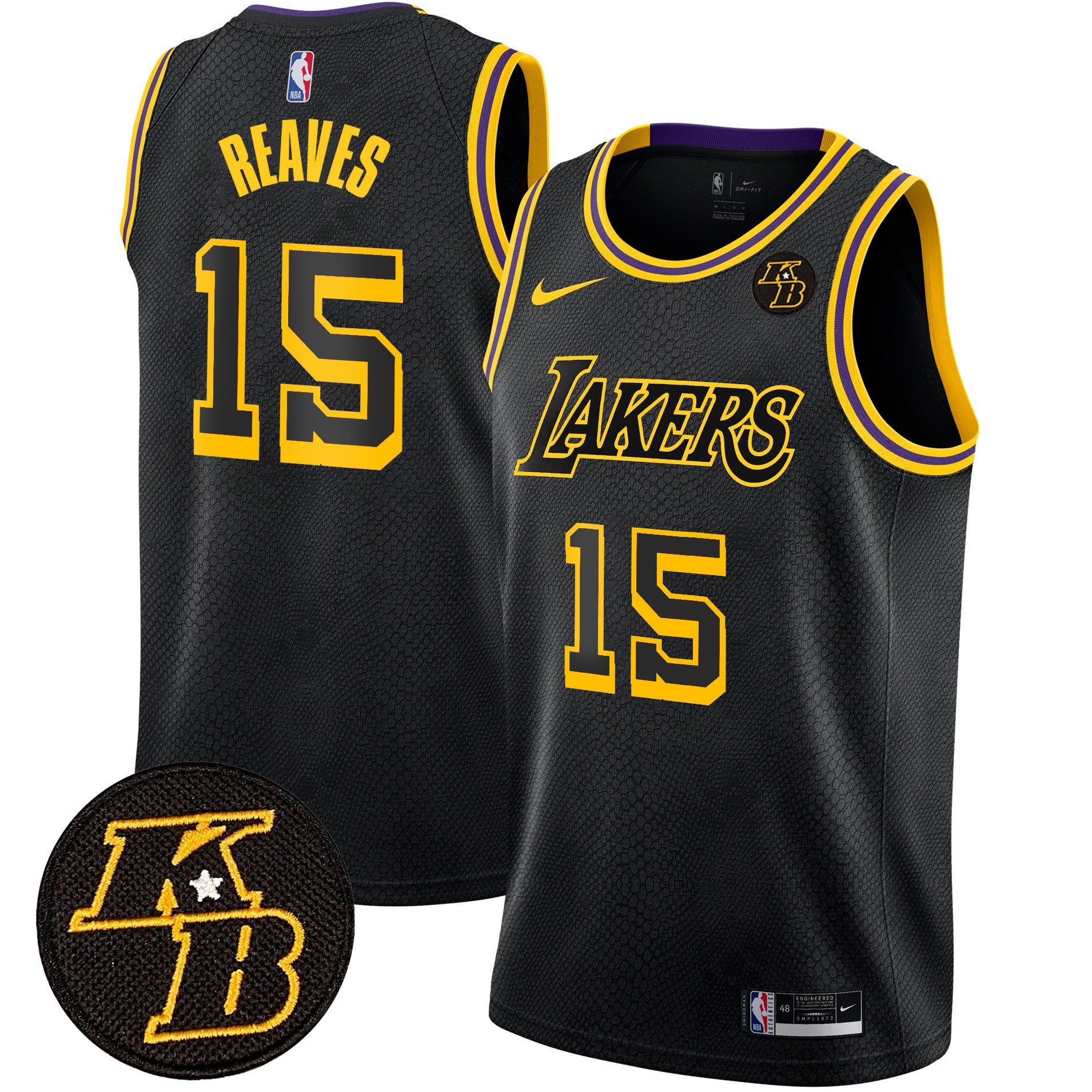 Men's Los Angeles Lakers Kobe Bryant Patch Swingman Jersey - All Stitched