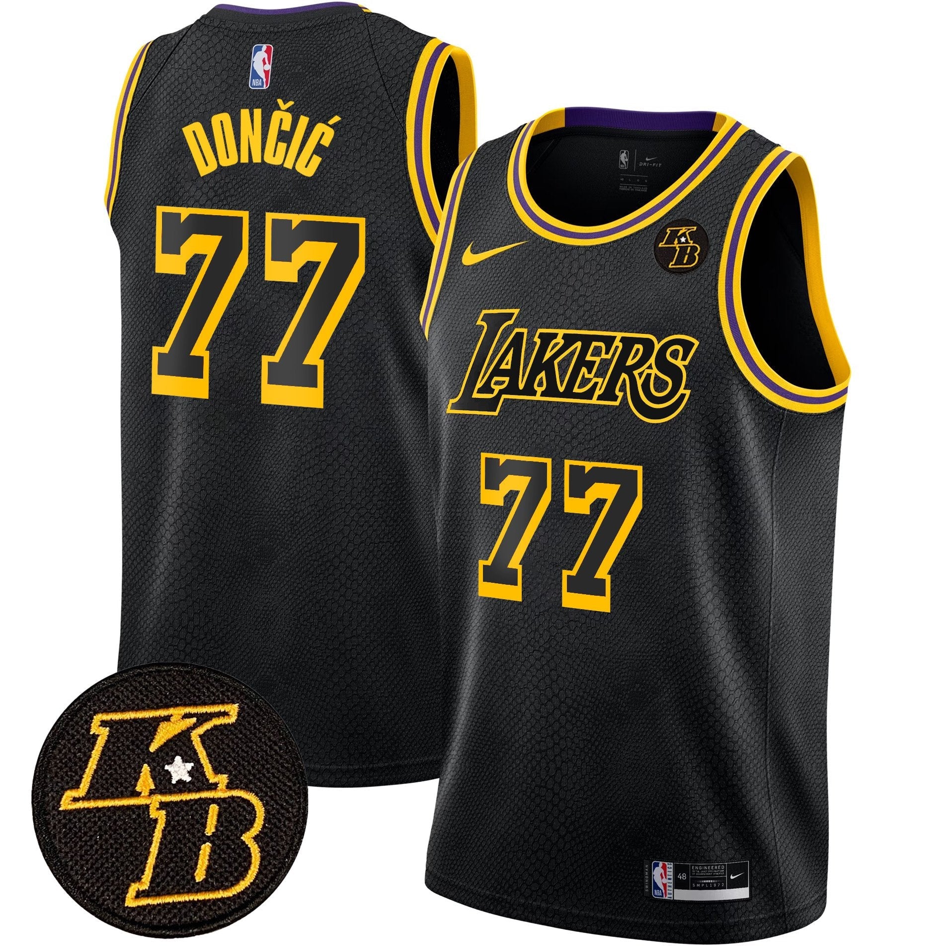 Men's Los Angeles Lakers Kobe Bryant Patch Swingman Jersey - All Stitched