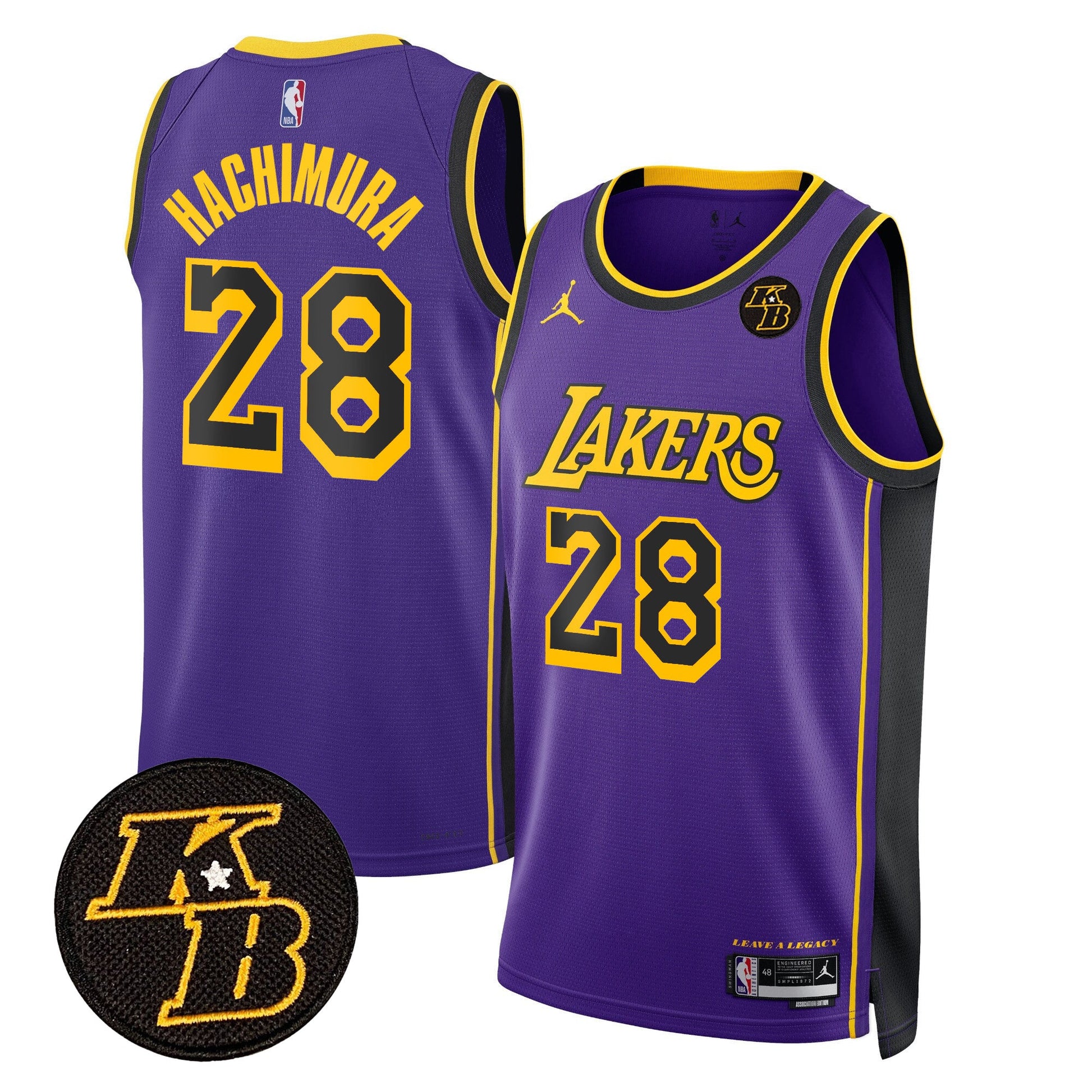Men's Los Angeles Lakers Kobe Bryant Patch Swingman Jersey - All Stitched