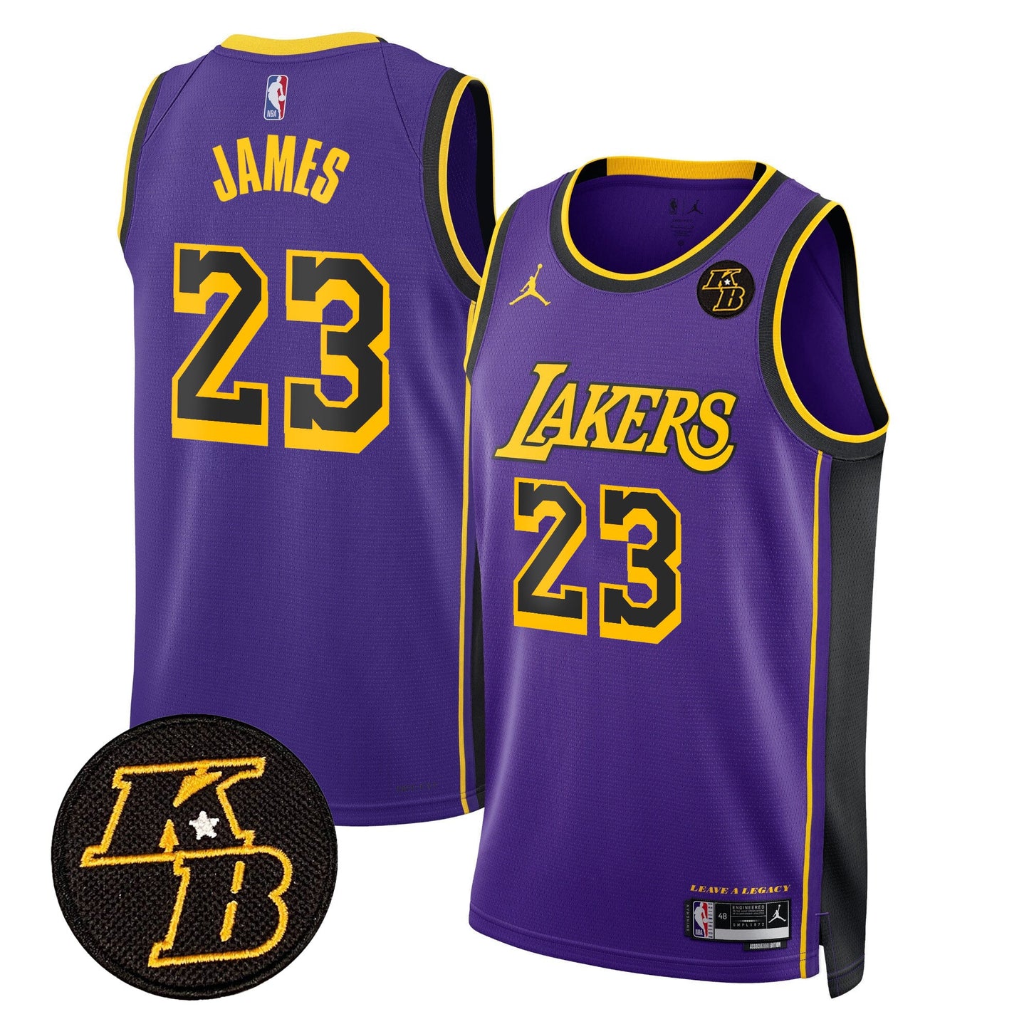 Men's Los Angeles Lakers Kobe Bryant Patch Swingman Jersey - All Stitched