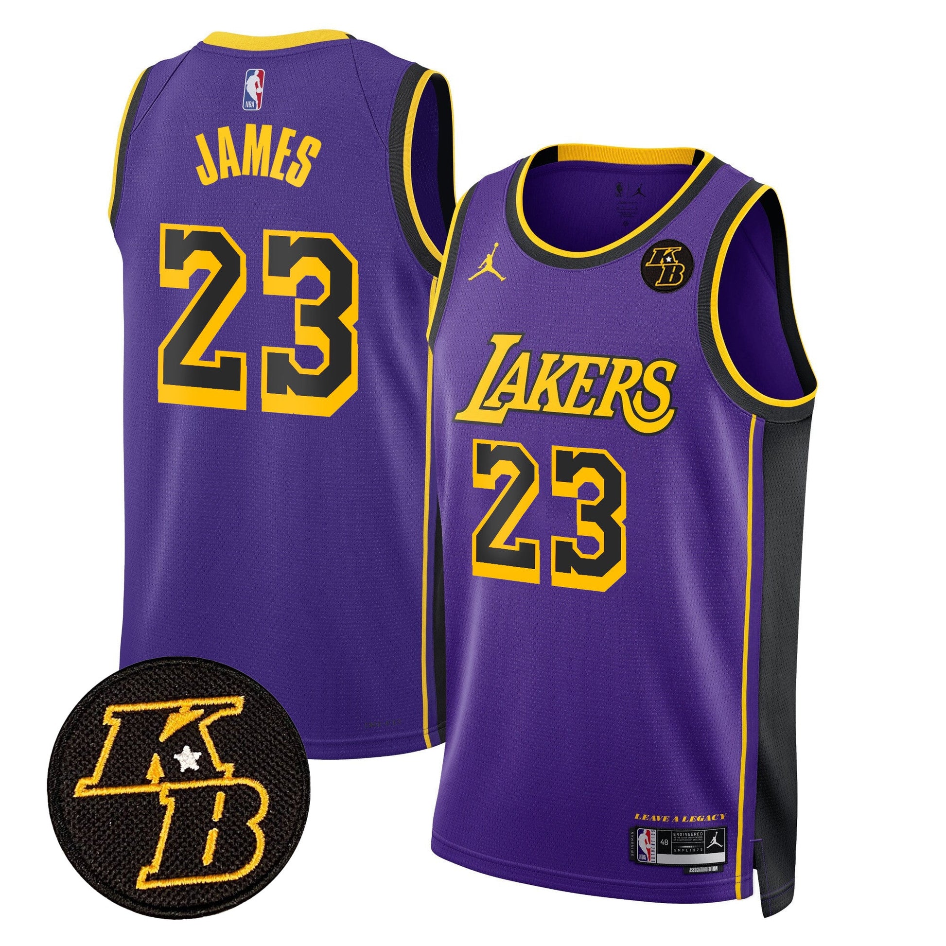 Men's Los Angeles Lakers Kobe Bryant Patch Swingman Jersey - All Stitched