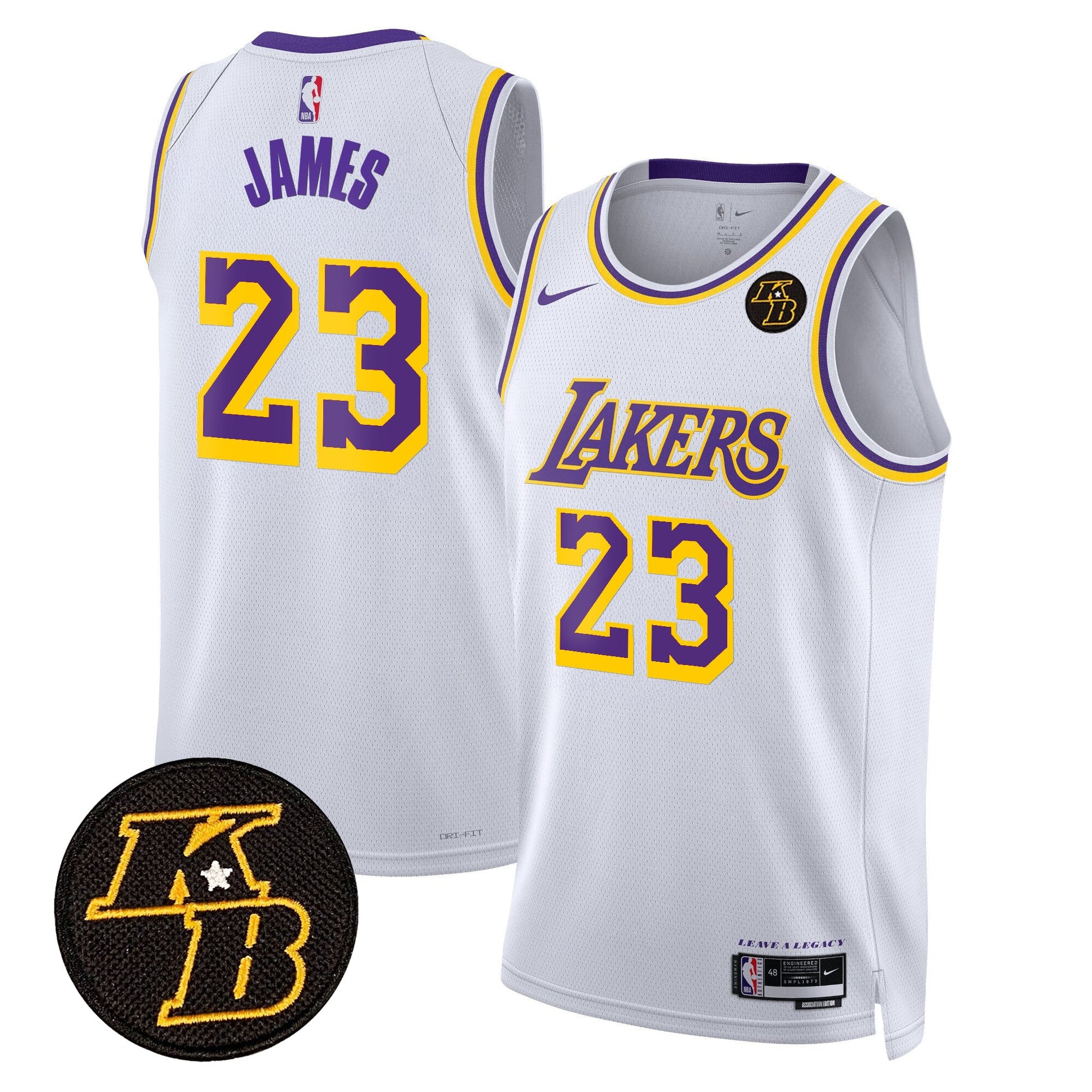 Men's Los Angeles Lakers Kobe Bryant Patch Swingman Jersey - All Stitched