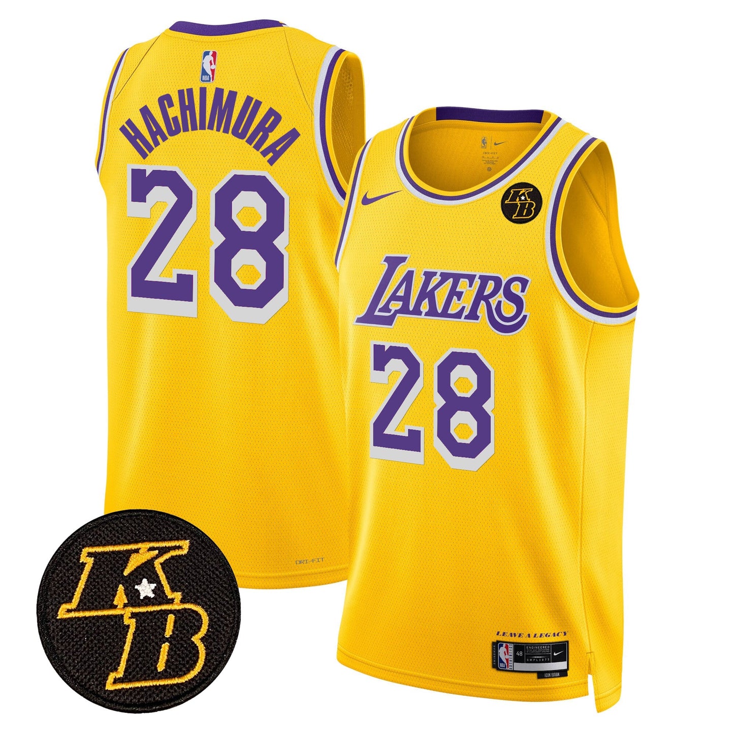 Men's Los Angeles Lakers Kobe Bryant Patch Swingman Jersey - All Stitched