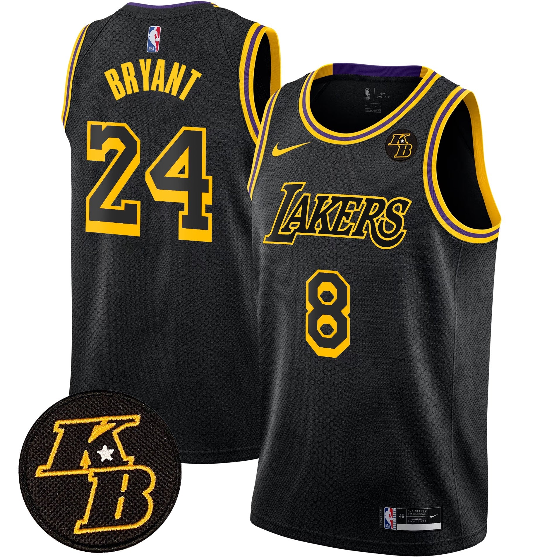 Men's Los Angeles Lakers Kobe Bryant Patch Swingman Jersey - All Stitched