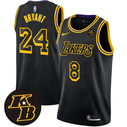 Men's Los Angeles Lakers Kobe Bryant Patch Swingman Jersey - All Stitched