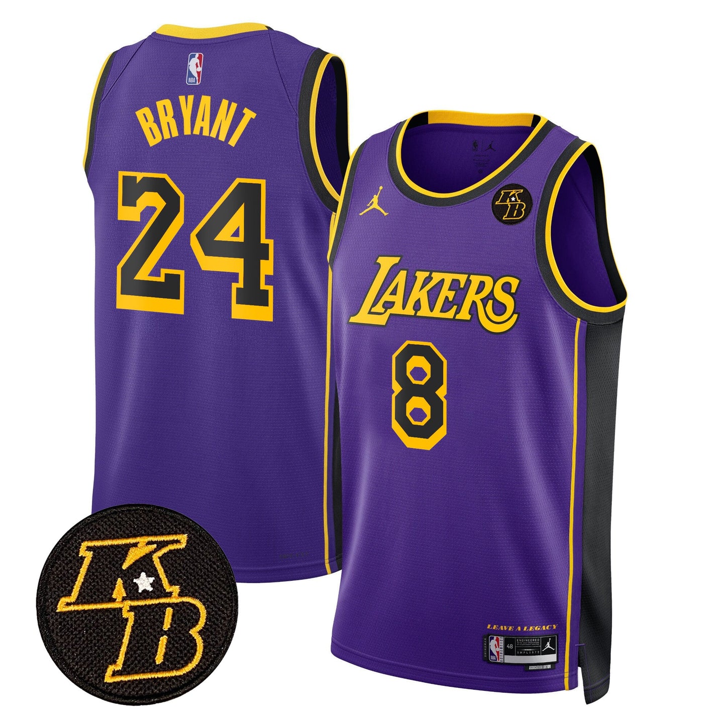 Men's Los Angeles Lakers Kobe Bryant Patch Swingman Jersey - All Stitched