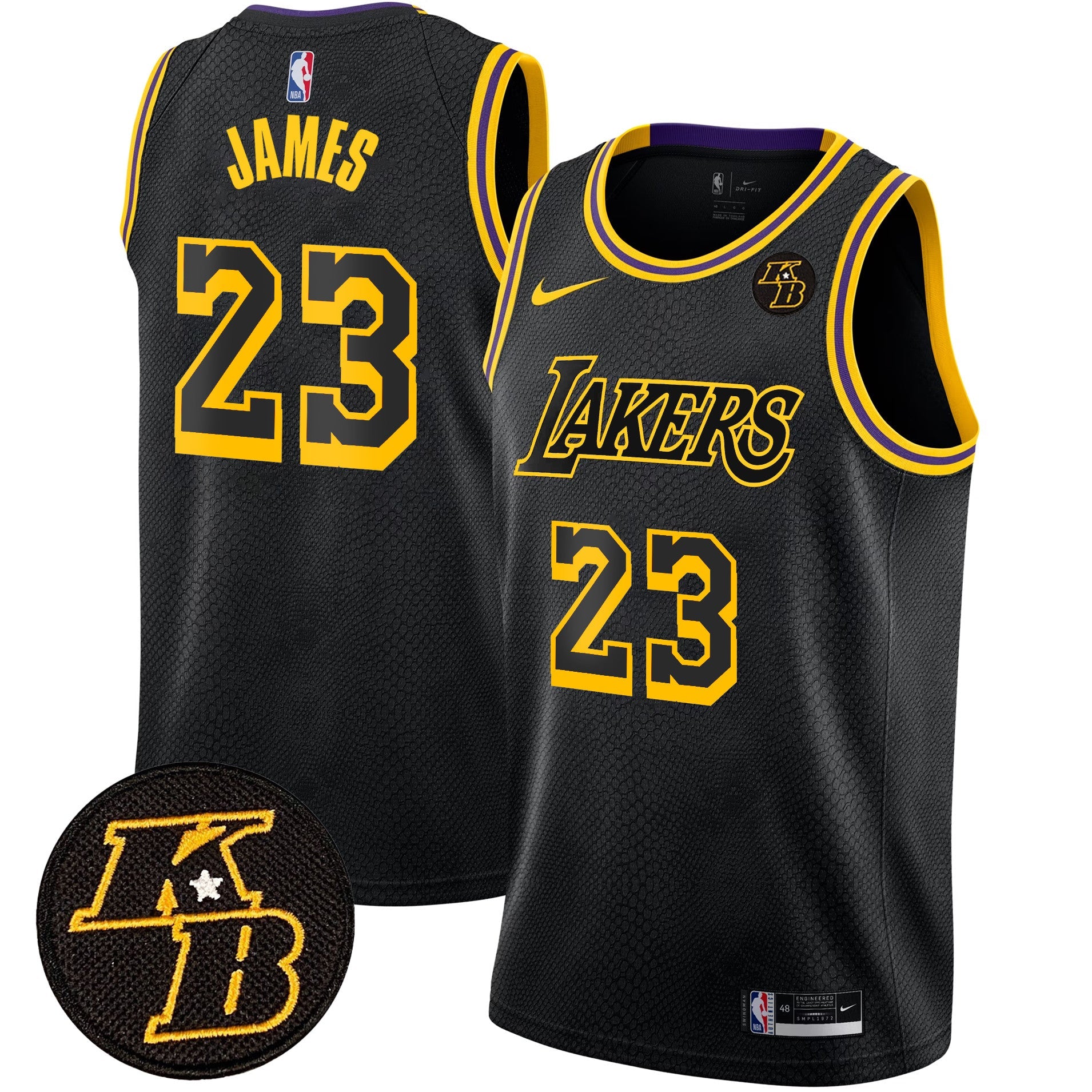 Men's Los Angeles Lakers Kobe Bryant Patch Swingman Jersey - All Stitched