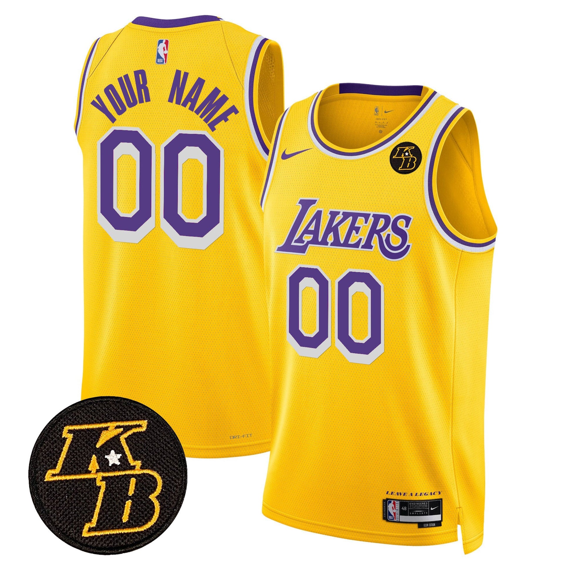 Los Angeles Lakers Kobe Bryant Patch Swingman Custom Jersey - All Stitched