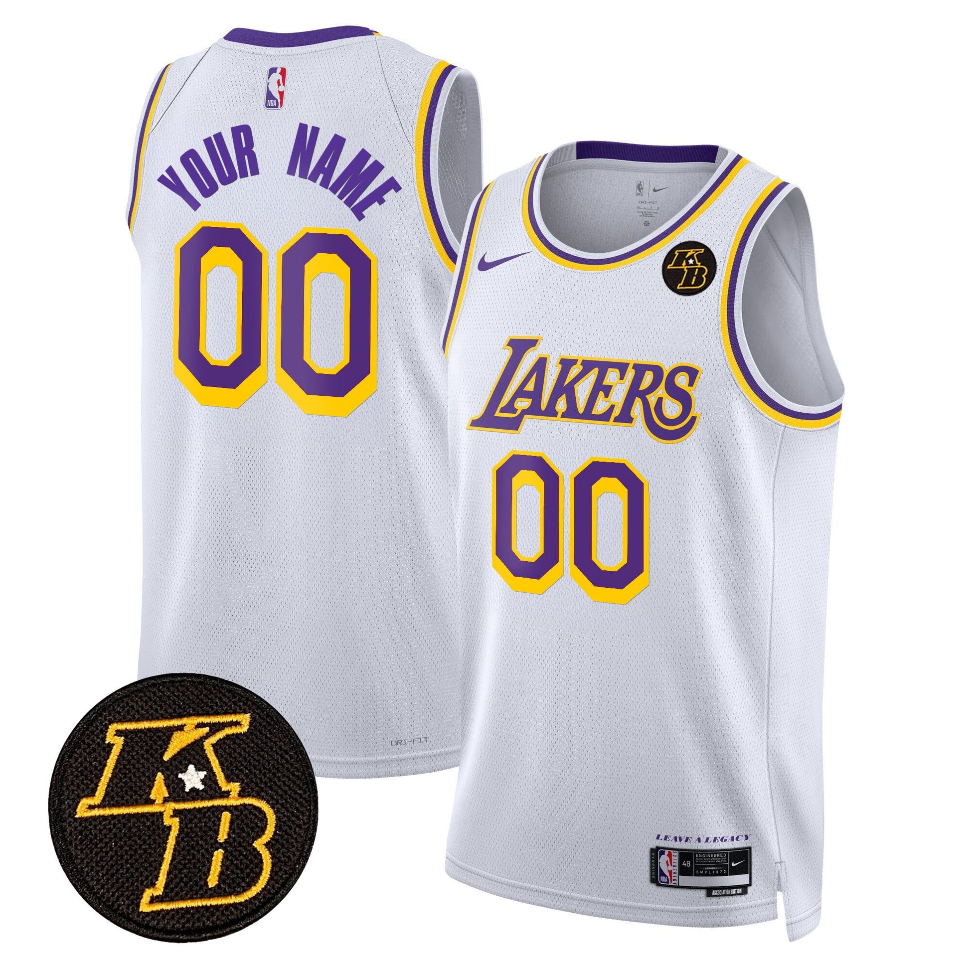 Los Angeles Lakers Kobe Bryant Patch Swingman Custom Jersey - All Stitched