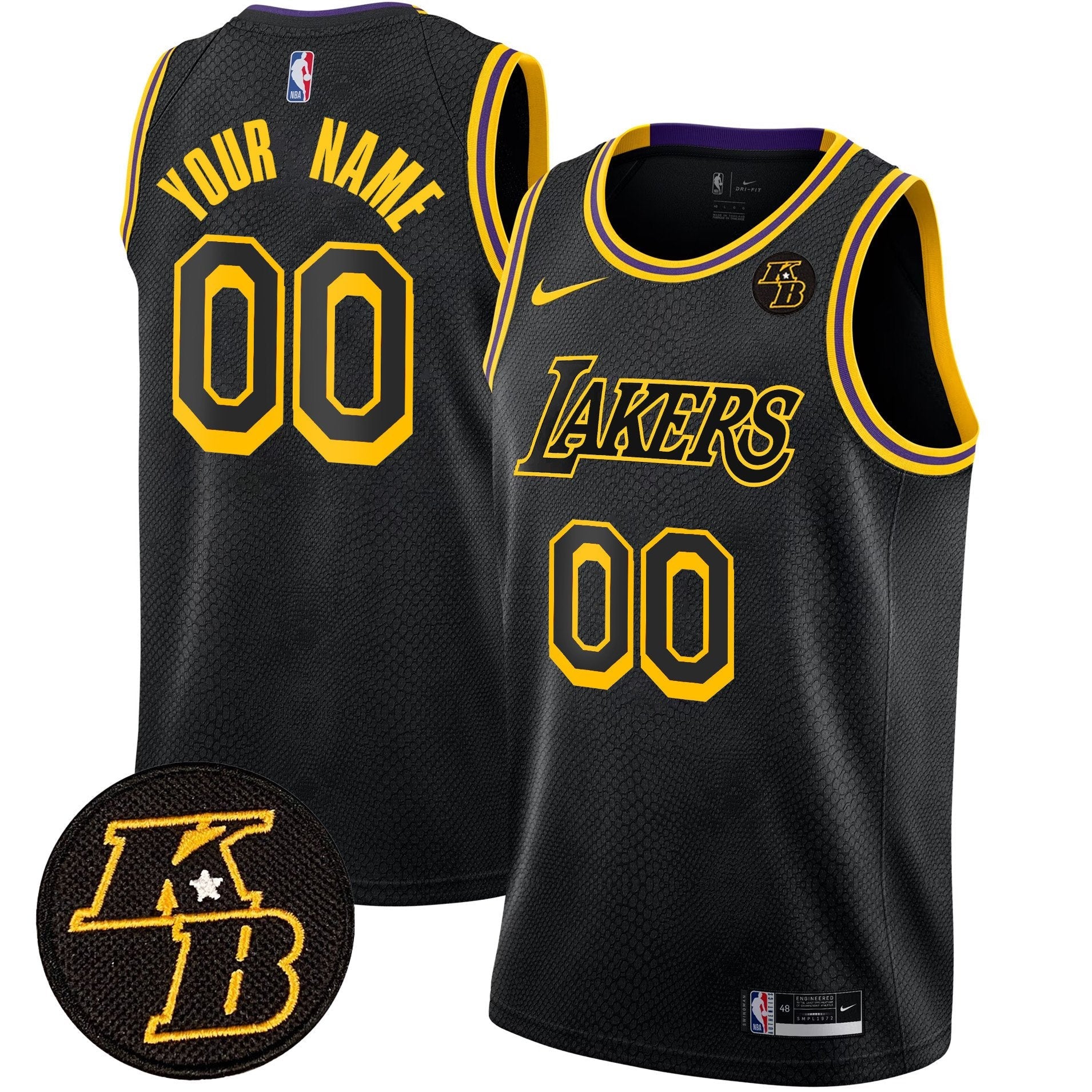 Los Angeles Lakers Kobe Bryant Patch Swingman Custom Jersey - All Stitched