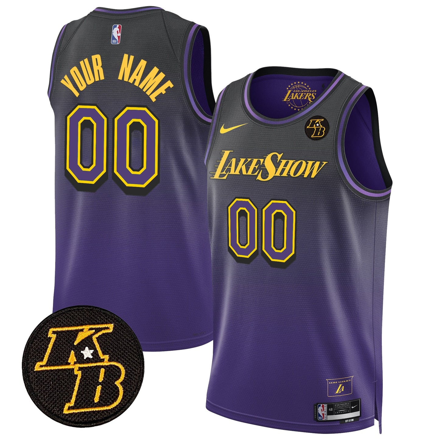 Los Angeles Lakers Kobe Bryant Patch Swingman Custom Jersey - All Stitched