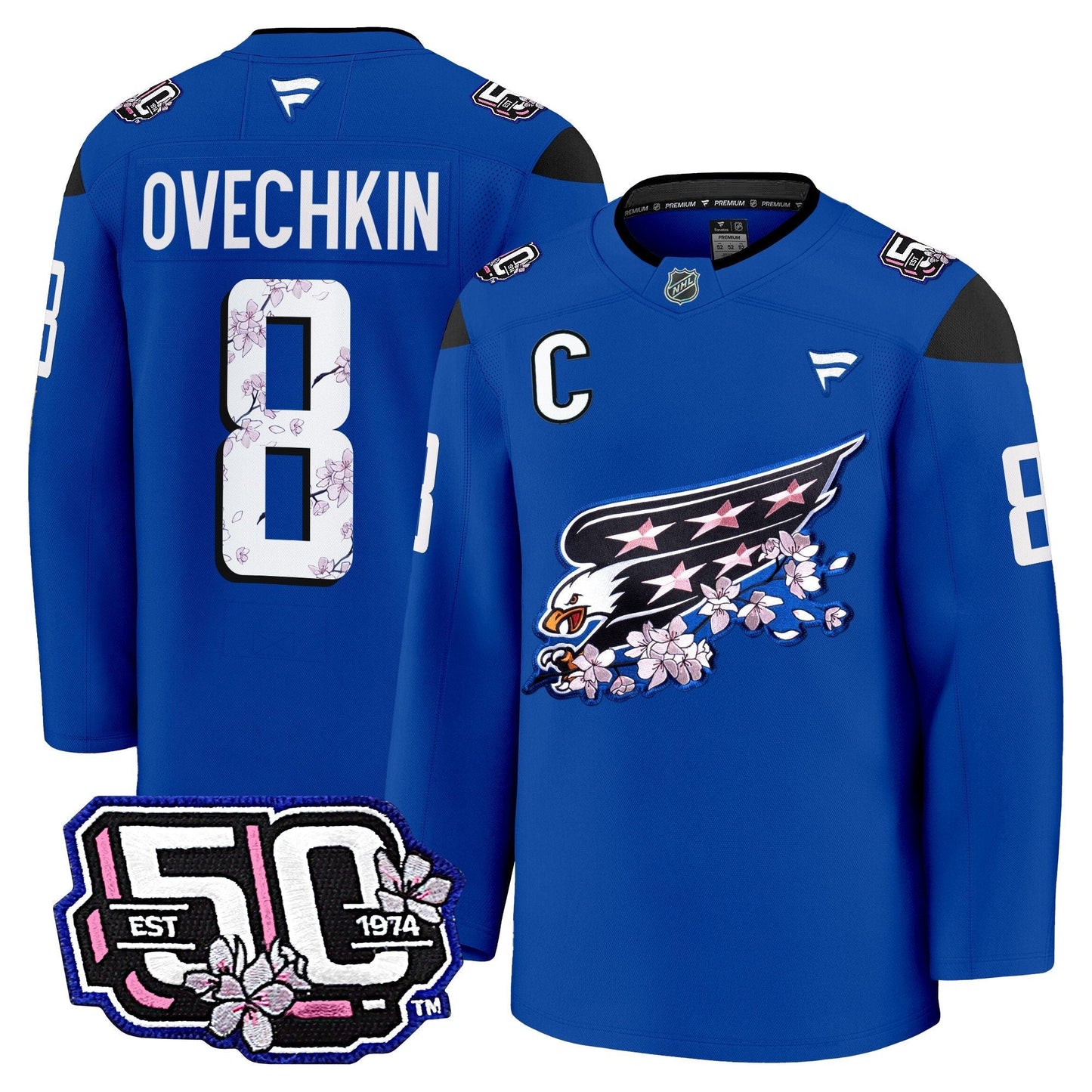 Men's Washington Capitals 50th Anniversary Cherry Blossom Premium Jersey - All Stitched