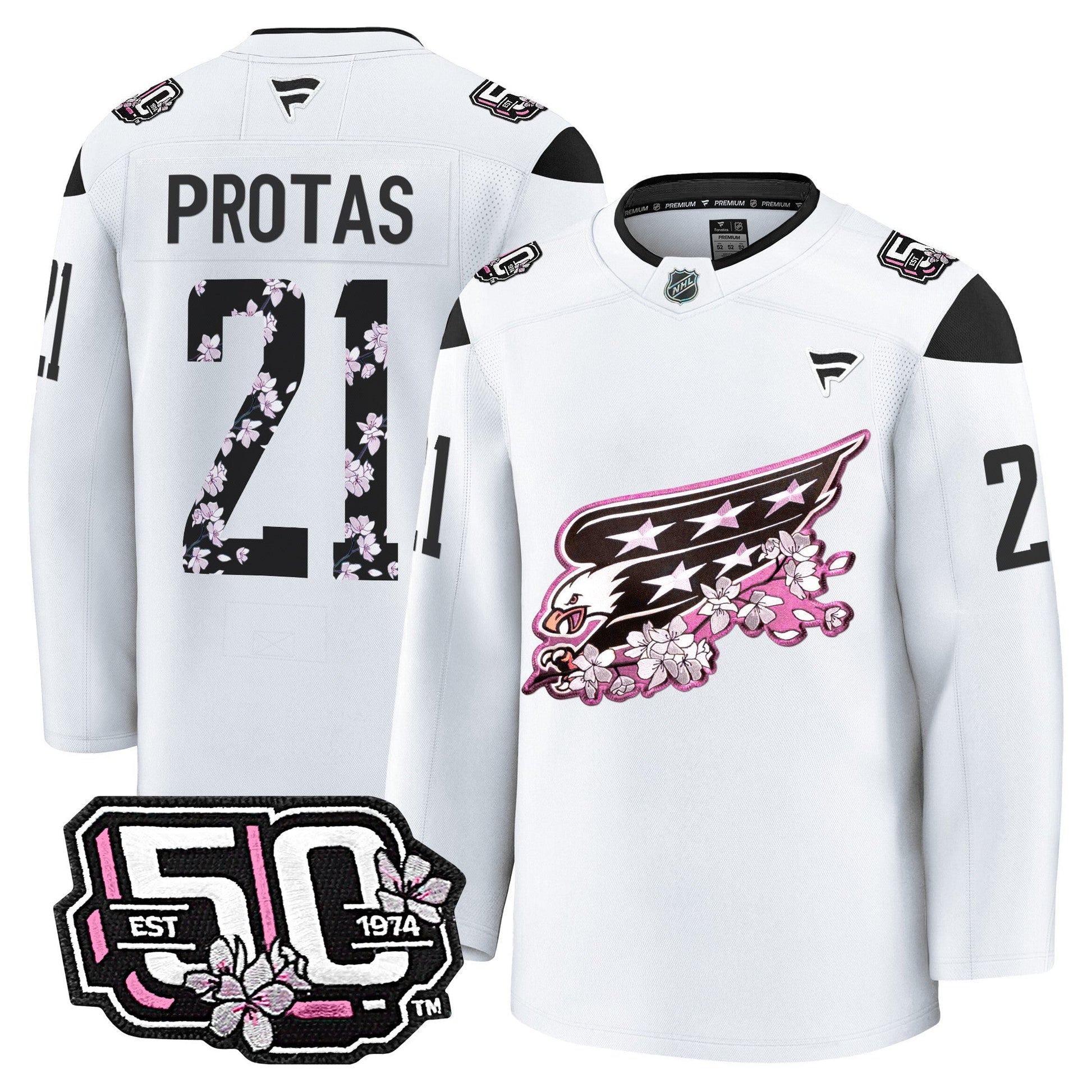 Men's Washington Capitals 50th Anniversary Cherry Blossom Premium Jersey - All Stitched
