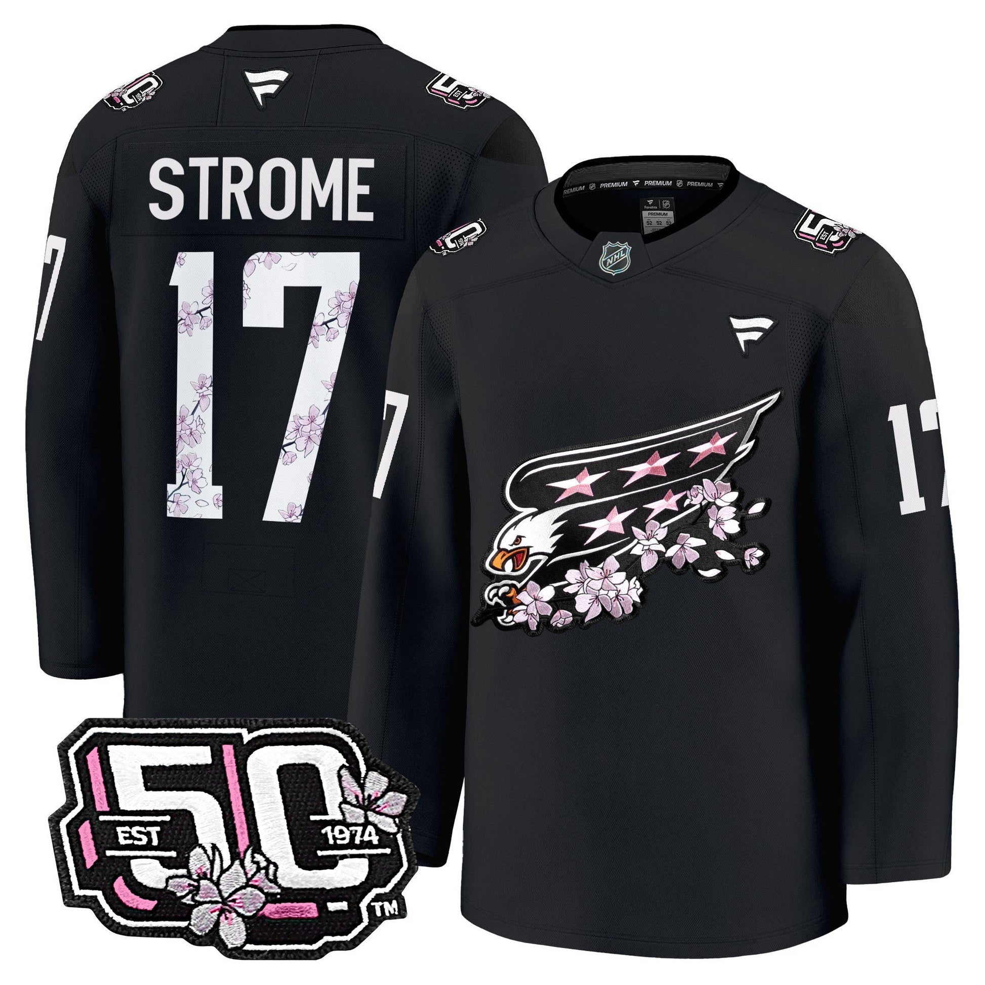 Men's Washington Capitals 50th Anniversary Cherry Blossom Premium Jersey - All Stitched