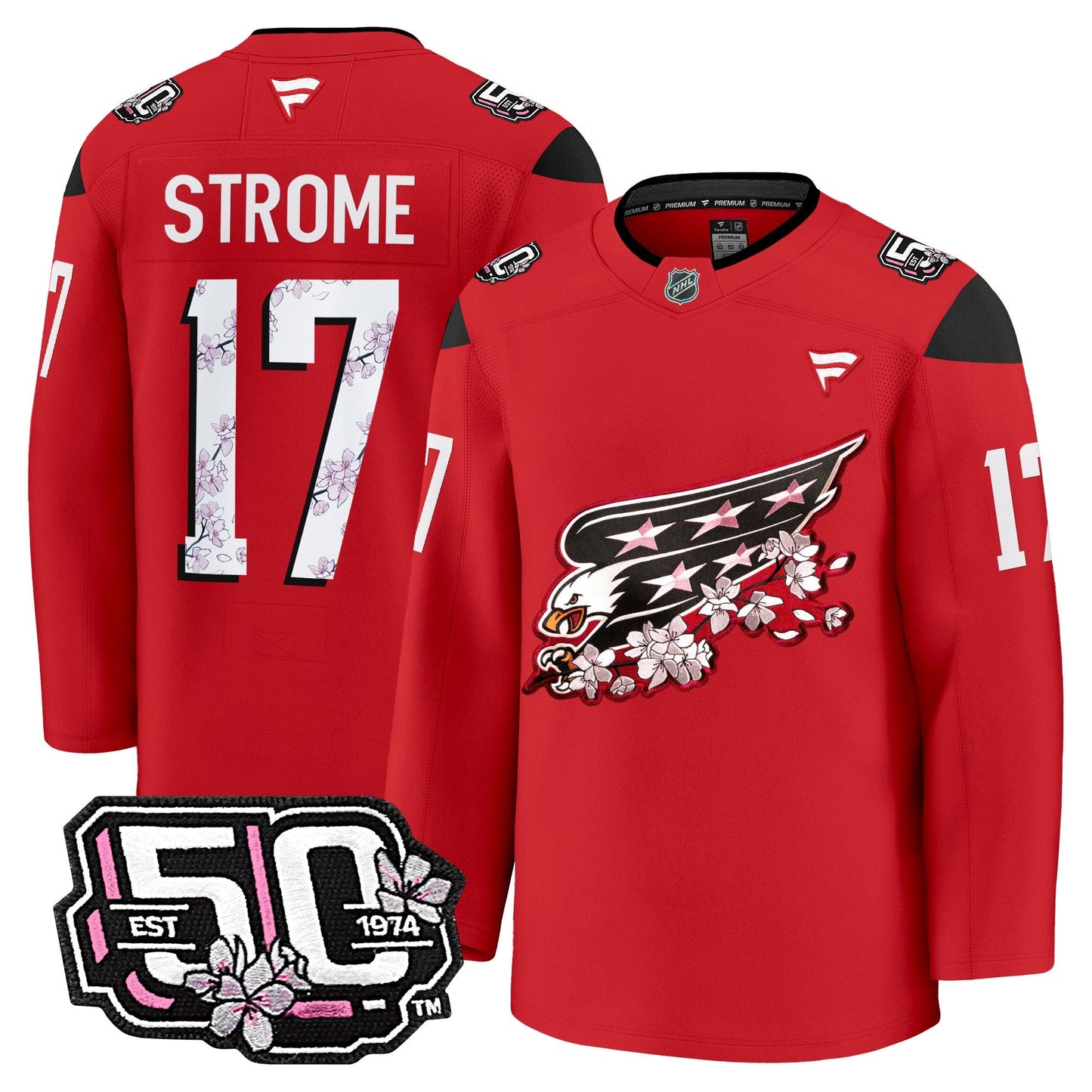 Men's Washington Capitals 50th Anniversary Cherry Blossom Premium Jersey - All Stitched
