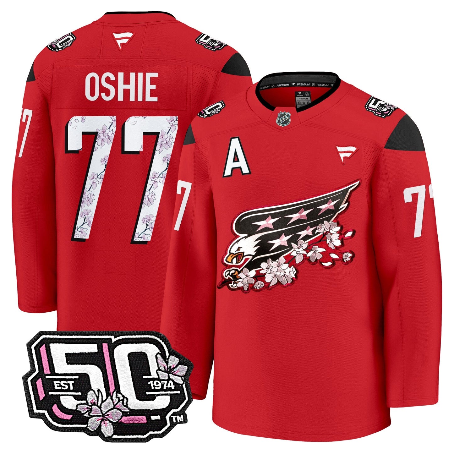 Men's Washington Capitals 50th Anniversary Cherry Blossom Premium Jersey - All Stitched