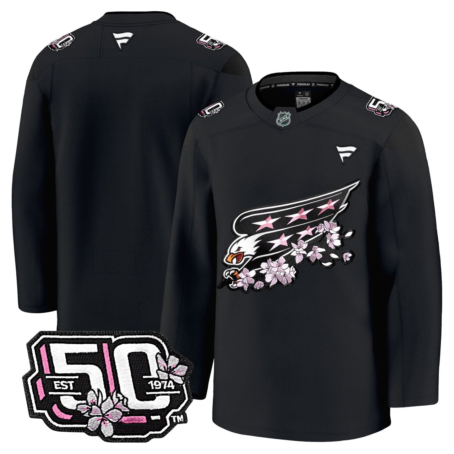 Men's Washington Capitals 50th Anniversary Cherry Blossom Premium Jersey - All Stitched