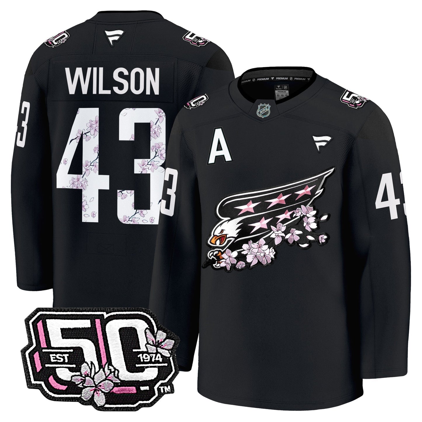 Men's Washington Capitals 50th Anniversary Cherry Blossom Premium Jersey - All Stitched