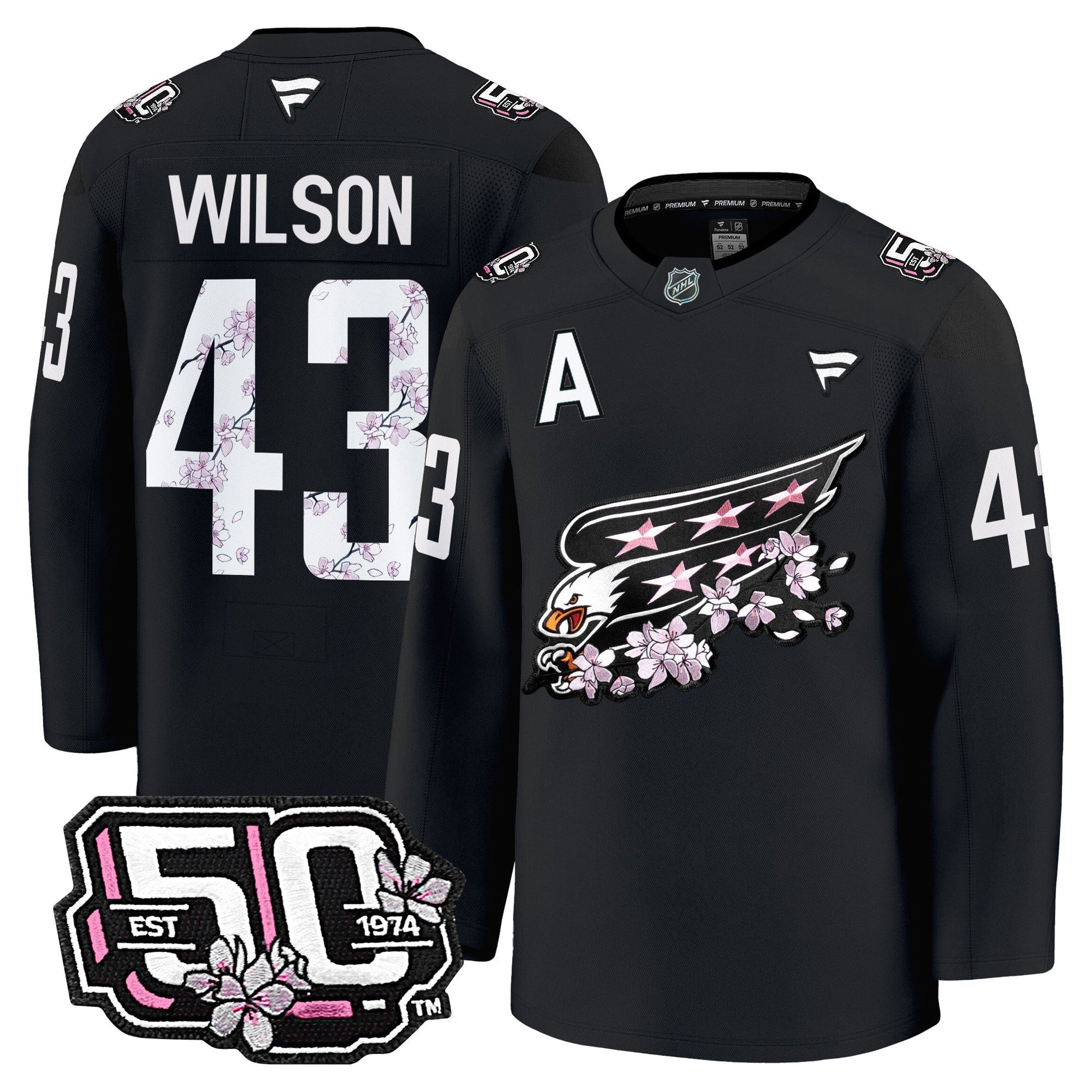 Men's Washington Capitals 50th Anniversary Cherry Blossom Premium Jersey - All Stitched
