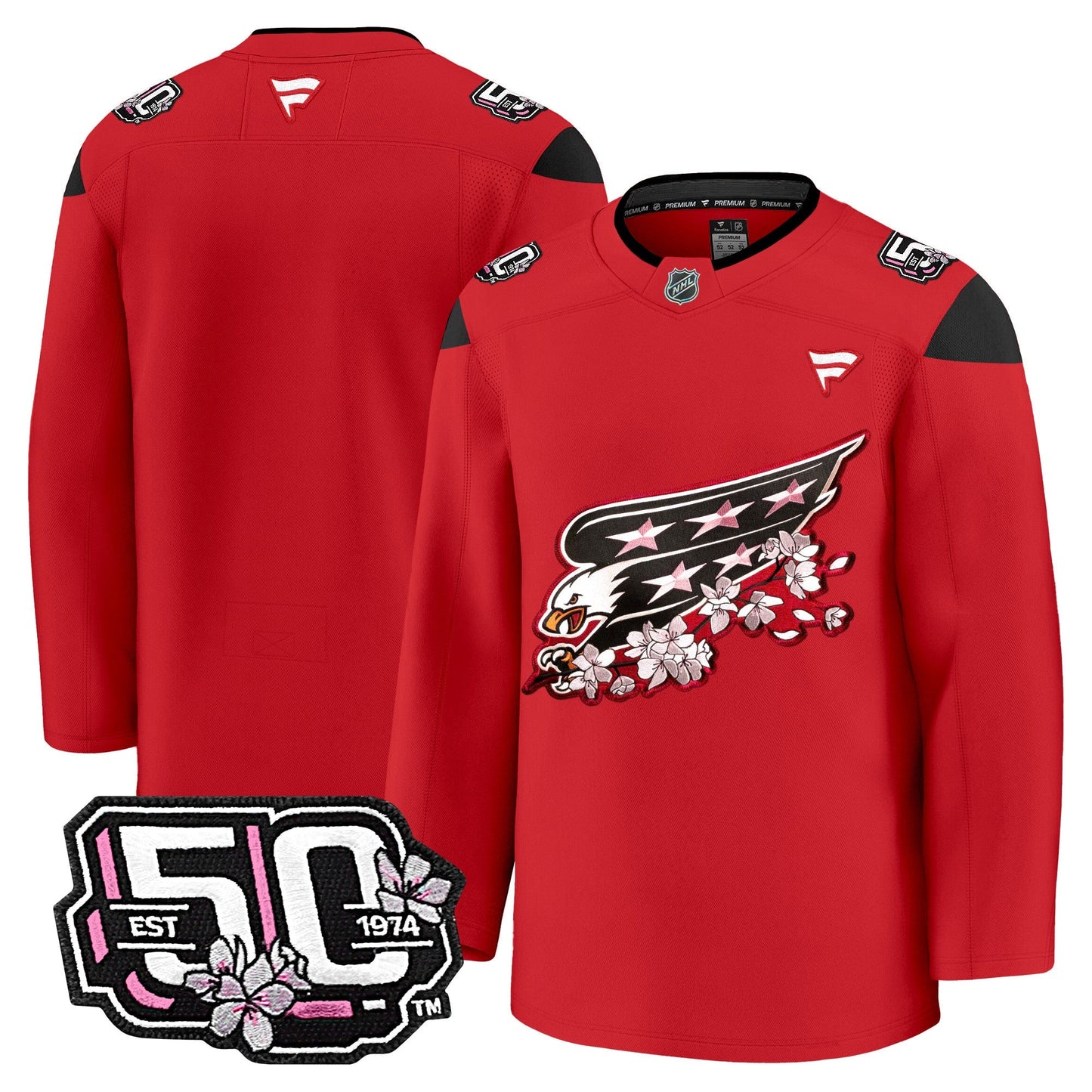 Men's Washington Capitals 50th Anniversary Cherry Blossom Premium Jersey - All Stitched