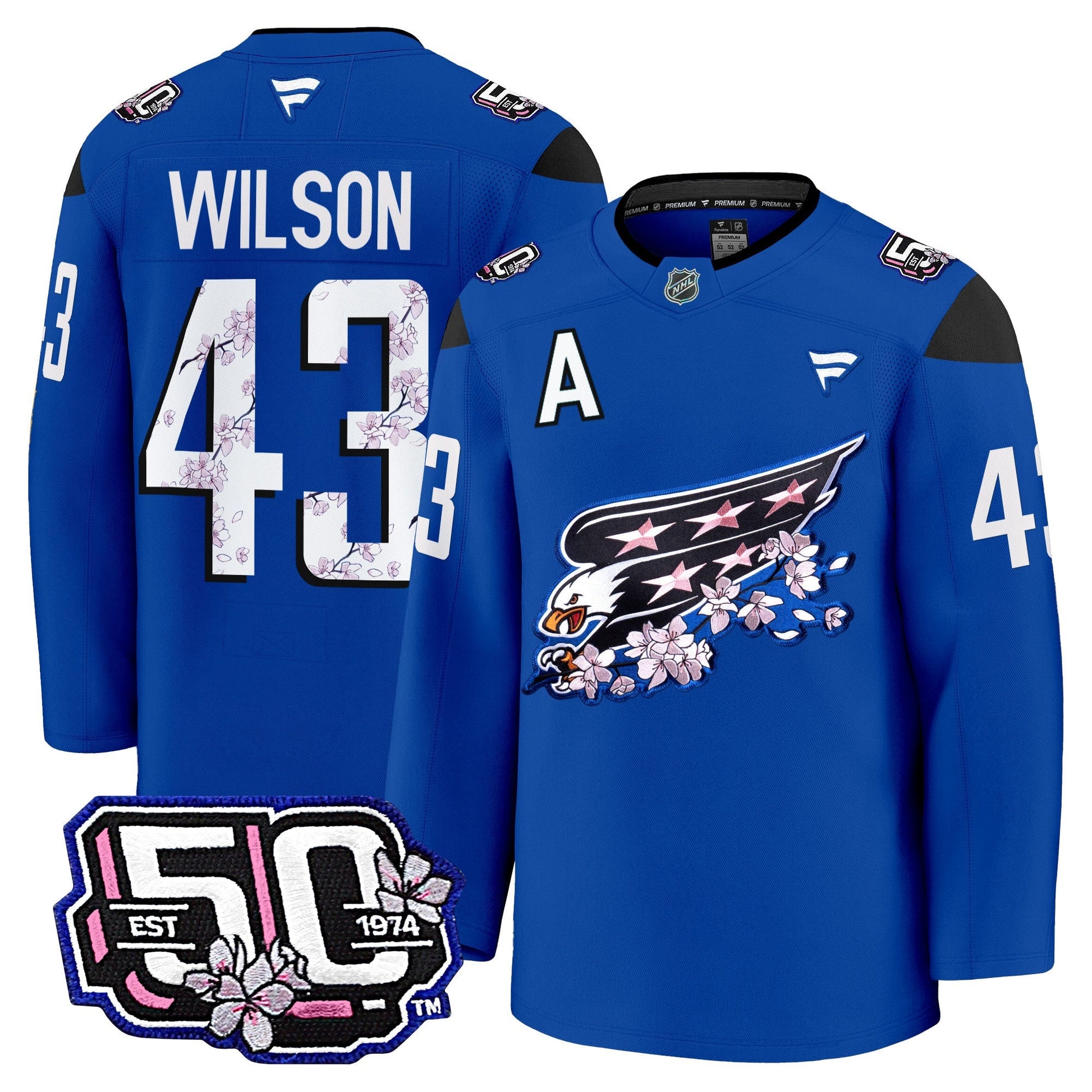 Men's Washington Capitals 50th Anniversary Cherry Blossom Premium Jersey - All Stitched