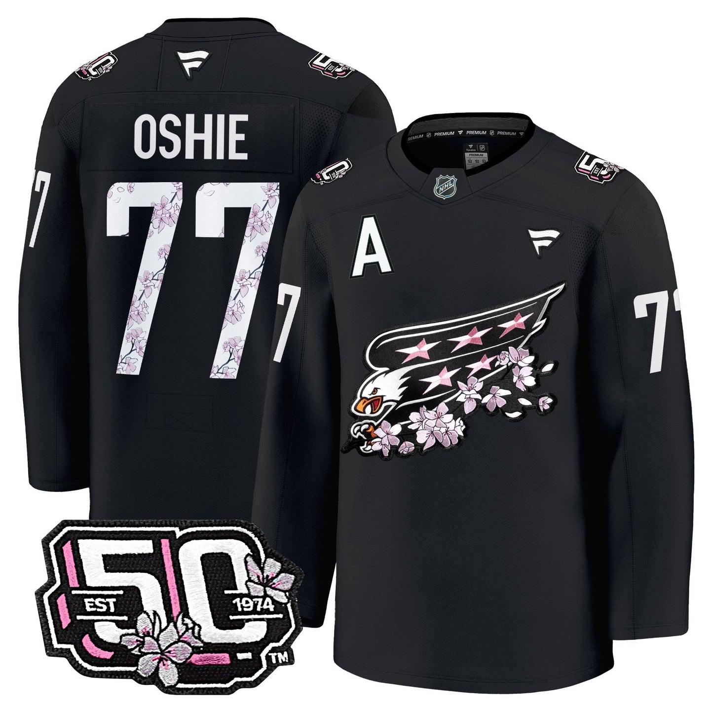 Men's Washington Capitals 50th Anniversary Cherry Blossom Premium Jersey - All Stitched