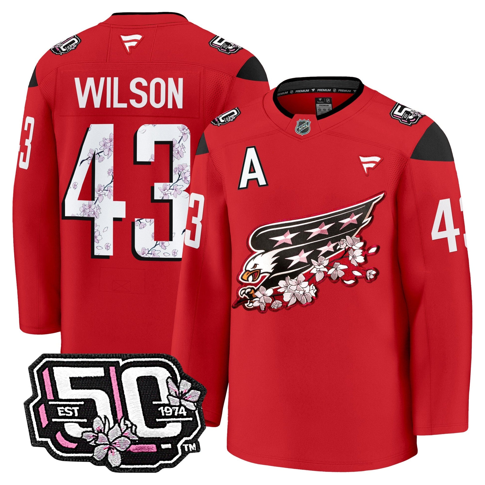 Men's Washington Capitals 50th Anniversary Cherry Blossom Premium Jersey - All Stitched