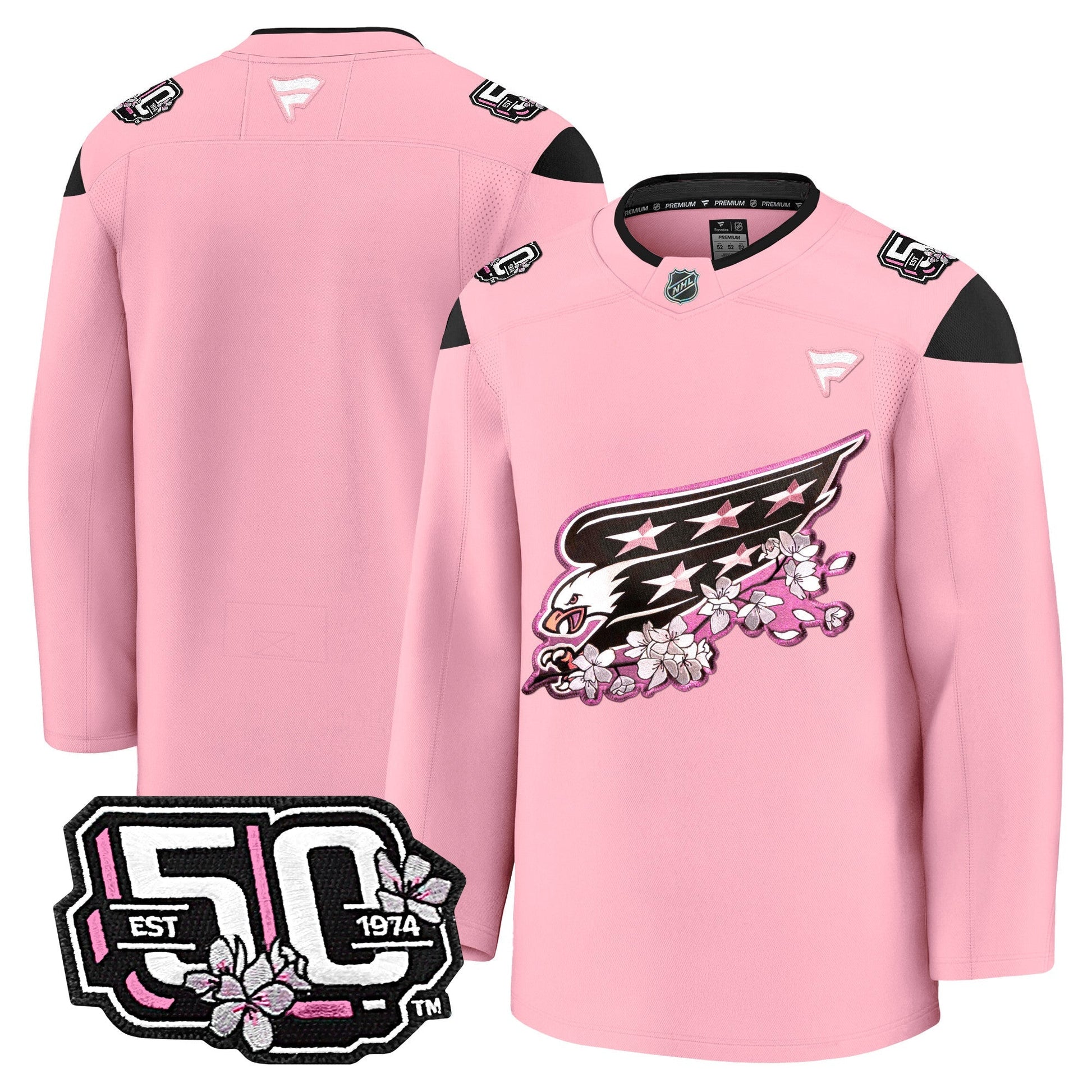 Men's Washington Capitals 50th Anniversary Cherry Blossom Premium Jersey - All Stitched