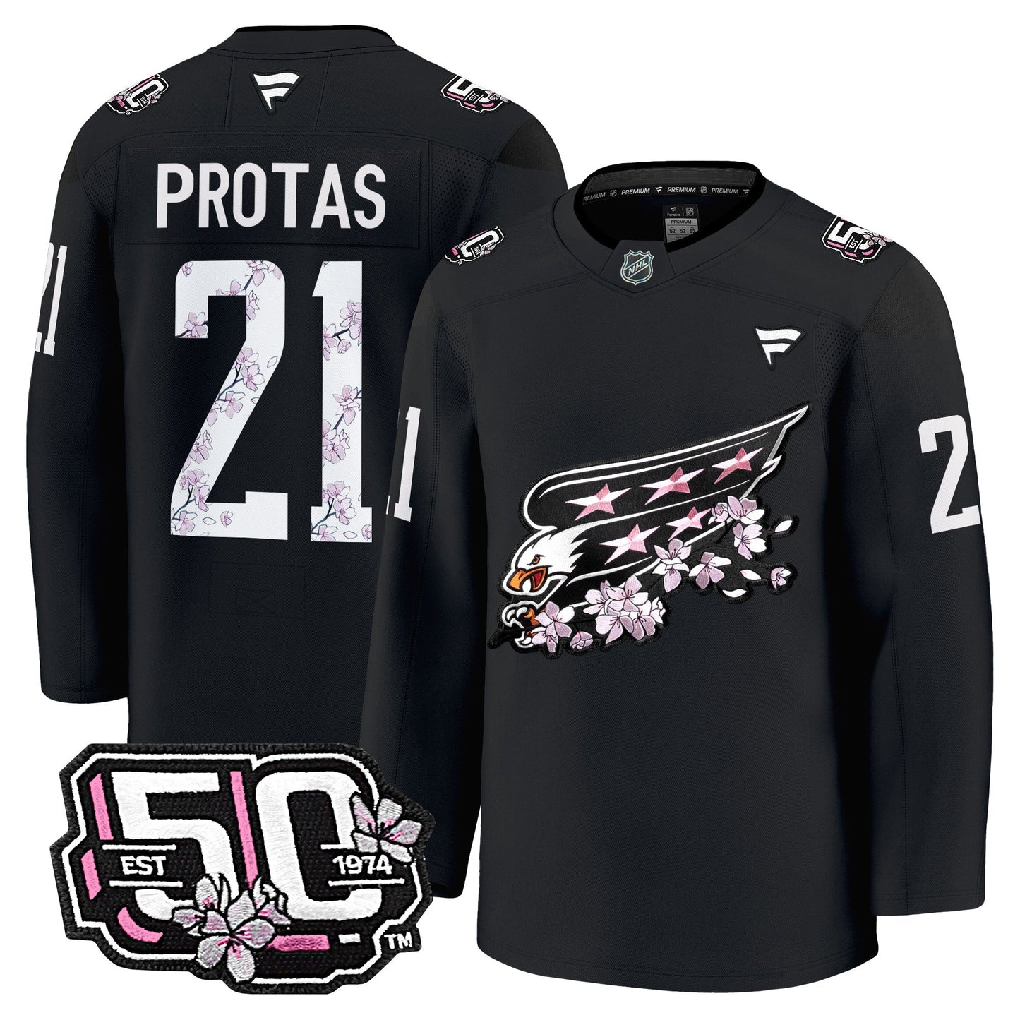 Men's Washington Capitals 50th Anniversary Cherry Blossom Premium Jersey - All Stitched
